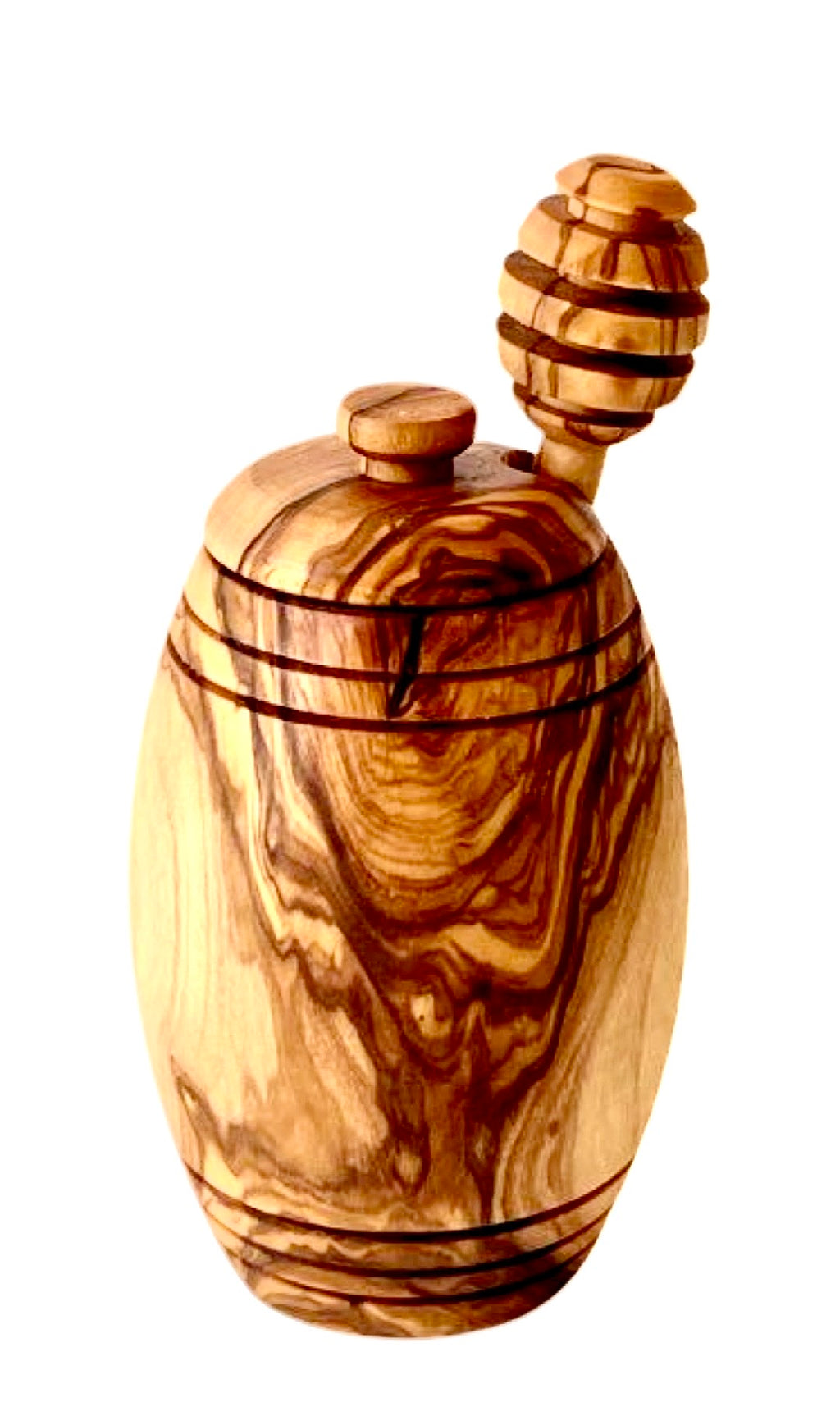 Olive Wood Honey Pot W/Honey Dipper
