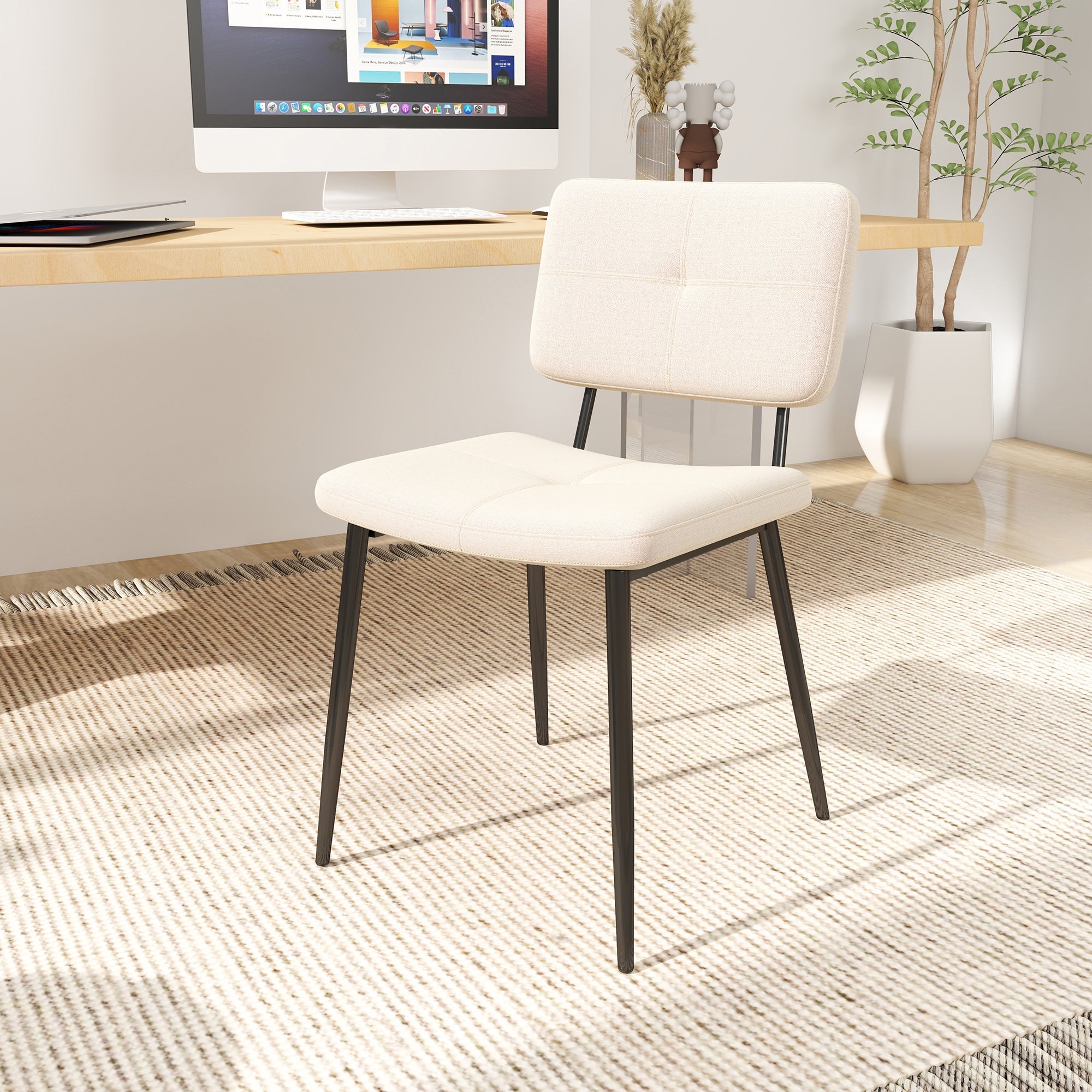Modern 5-Piece Dining Set with Beige Upholstered Chairs by 39F INC.