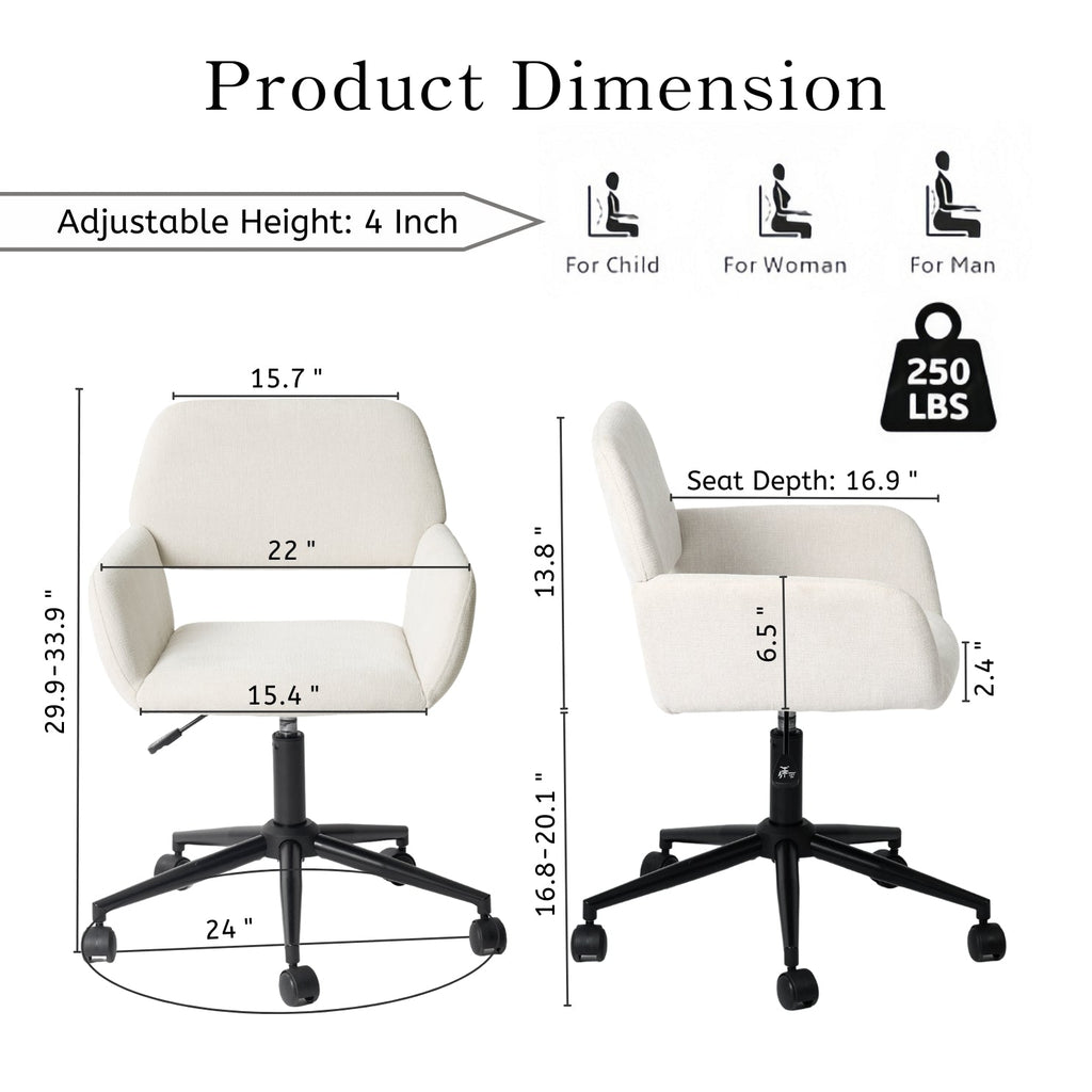 Adjustable Chenille Office Chair – Elegant Comfort for Every Workspace by 39F INC.