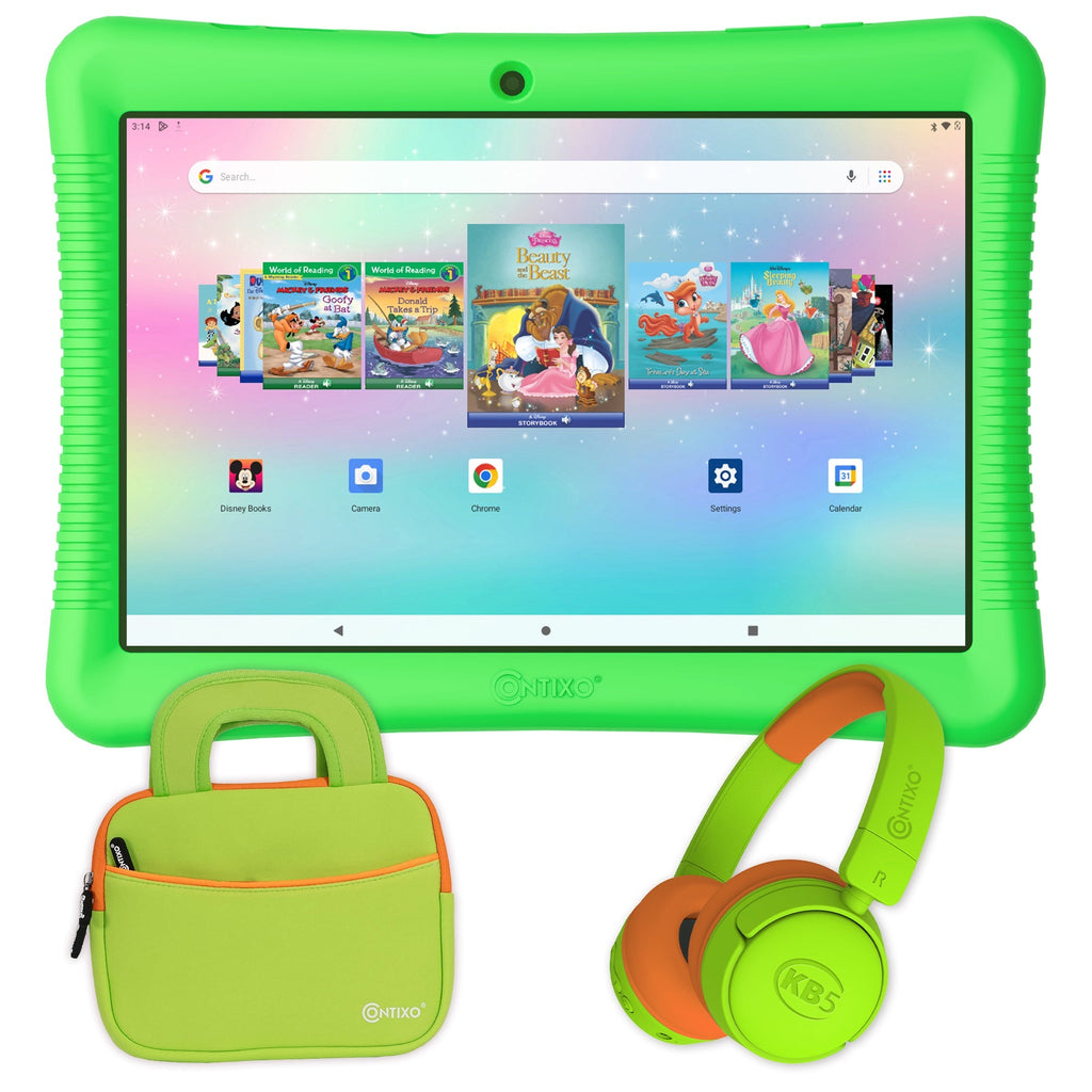 Contixo K102 10" Kids Tablet, Bluetooth Headphones, Tablet Bag, & Stylus Bundle by Contixo