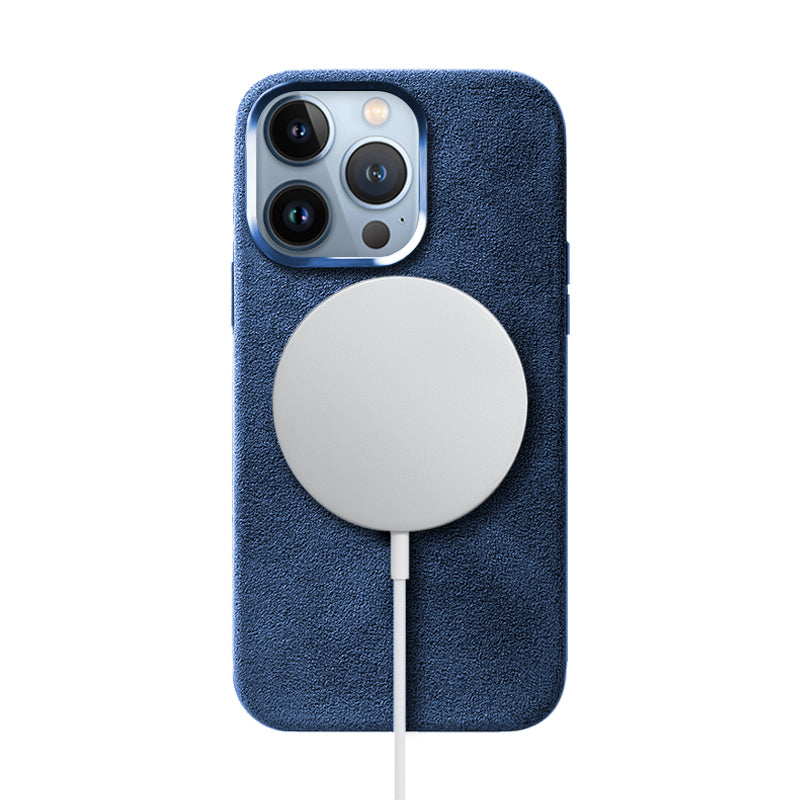 Alcantara iPhone Case Mobile Phone Cases Saguaro Ocean Blue Alcantara iPhone 13 Pro 