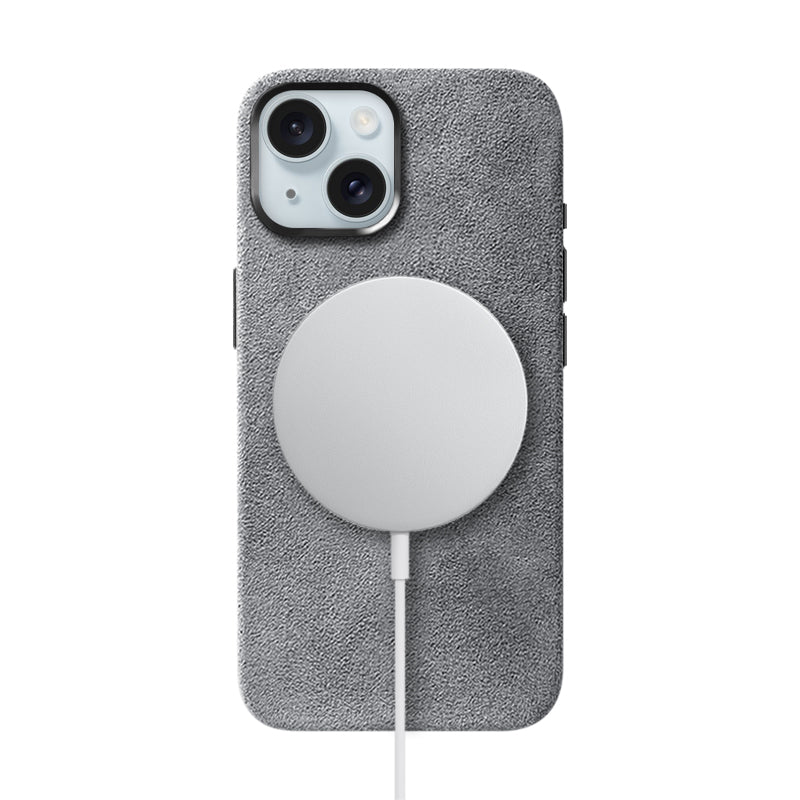 Alcantara iPhone Case Mobile Phone Cases Saguaro Grey Alcantara iPhone 15 