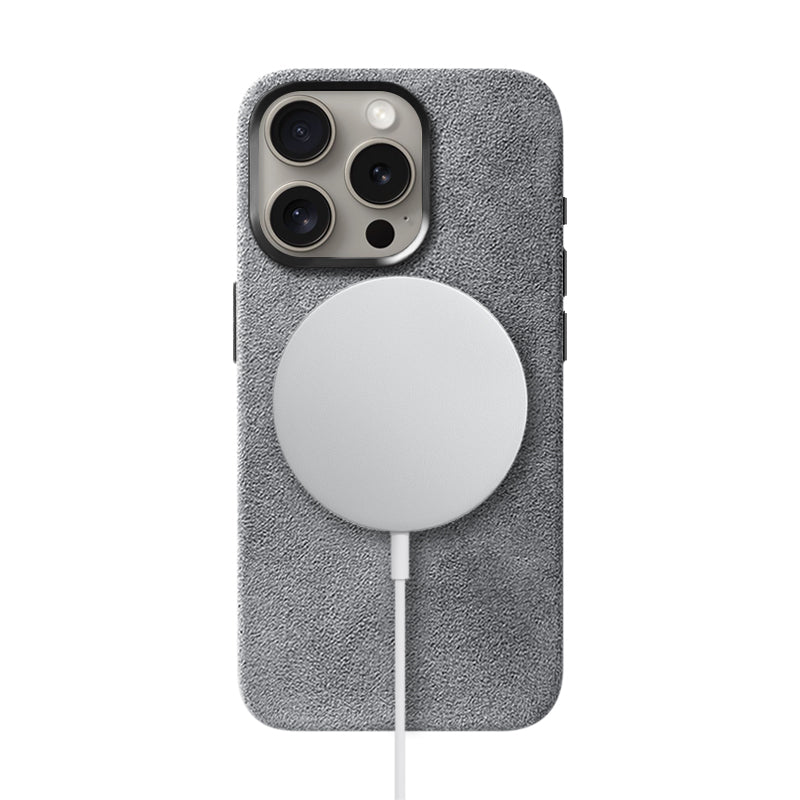 Alcantara iPhone Case Mobile Phone Cases Saguaro Grey Alcantara iPhone 15 Pro 