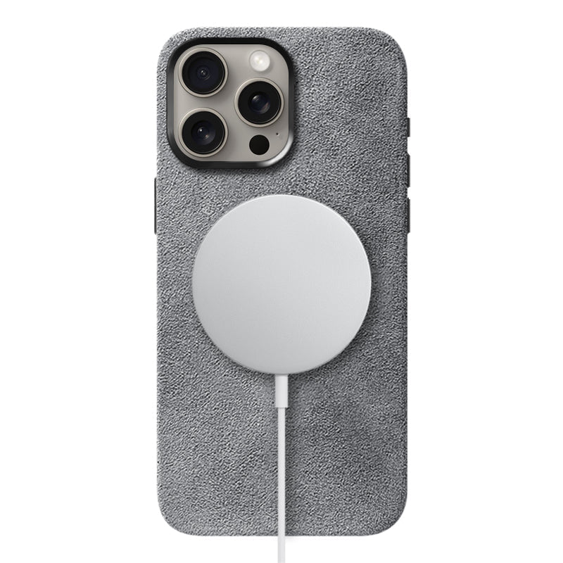Alcantara iPhone Case Mobile Phone Cases Saguaro Grey Alcantara iPhone 15 Pro Max 