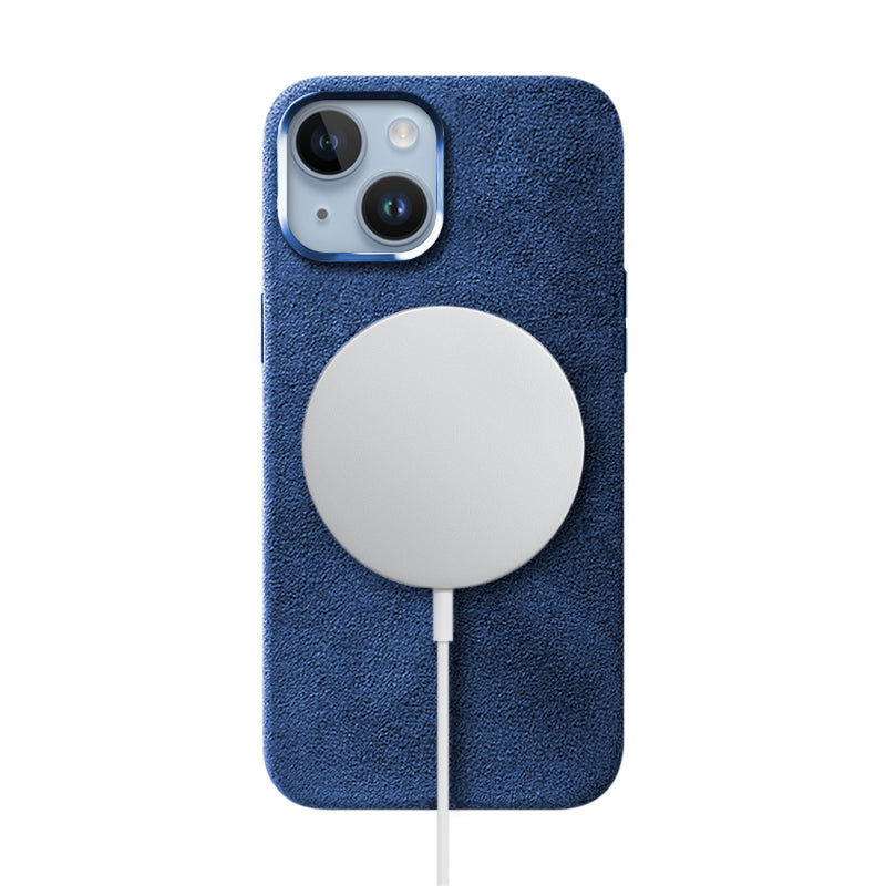Alcantara iPhone Case Mobile Phone Cases Saguaro Ocean Blue Alcantara iPhone 14 