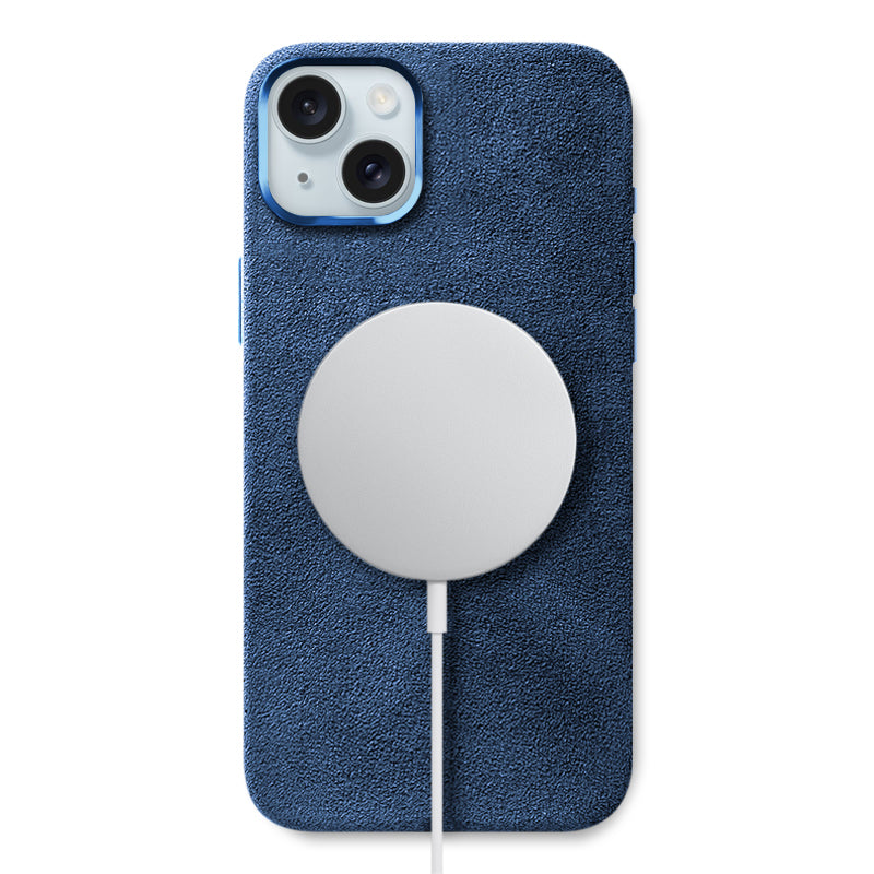 Alcantara iPhone Case Mobile Phone Cases Saguaro Ocean Blue Alcantara iPhone 15 Plus