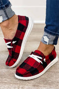 Kara Vintage Plaid Lace Up Flat Shoes - Threaded Pear