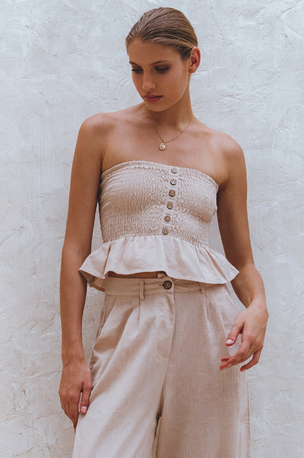 Laura Smocked Linen Top