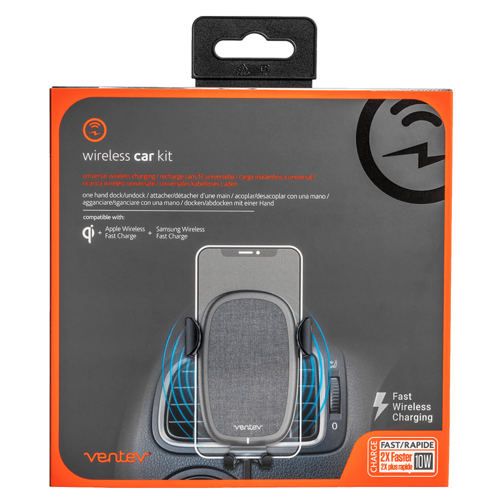 Ventev 10W ULTRAFAST Wireless Car Charger with Vent Mount and USB A to USB C Cable by Ventev