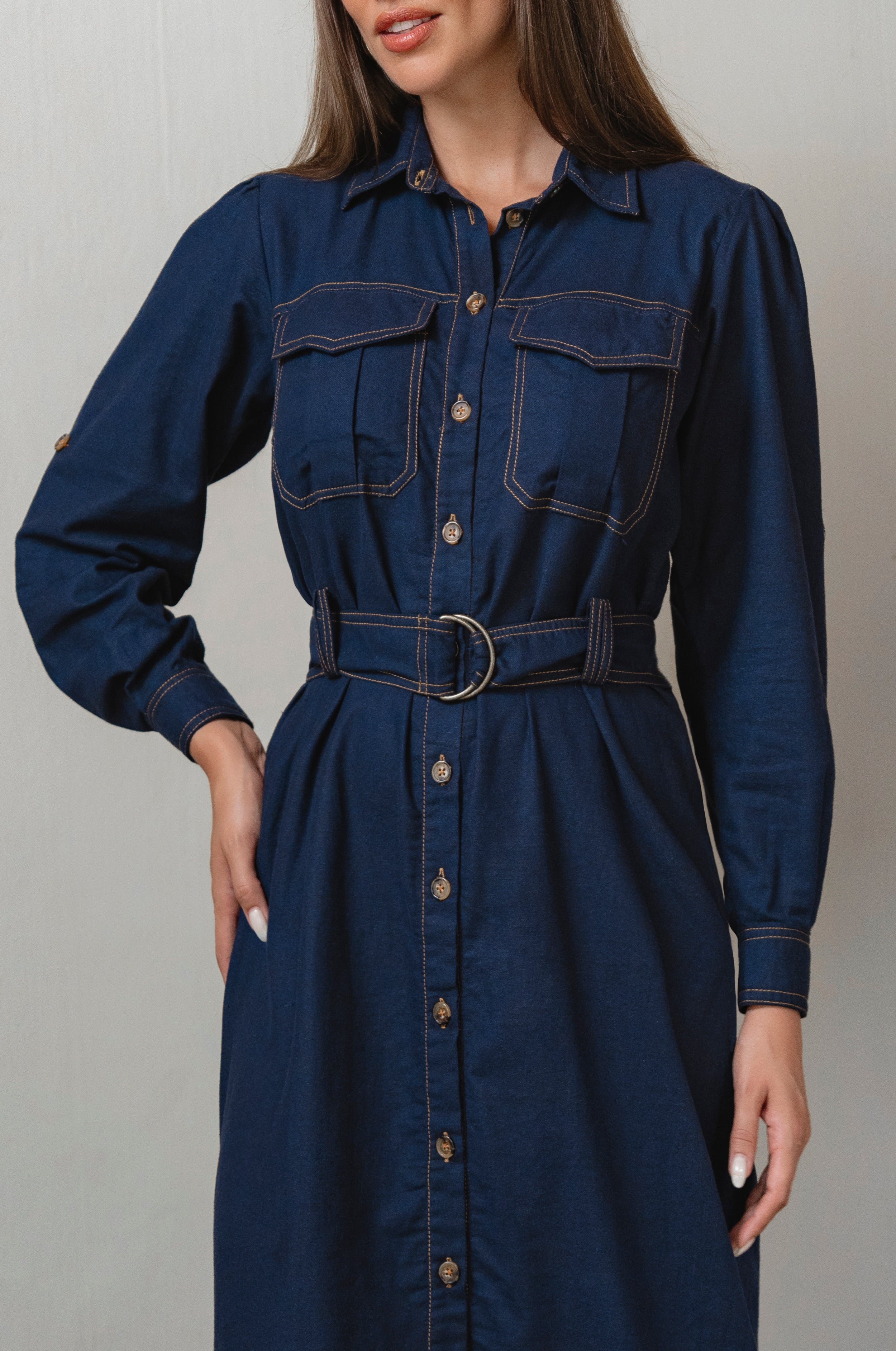 Marcelle Belted Linen Shirt Dress