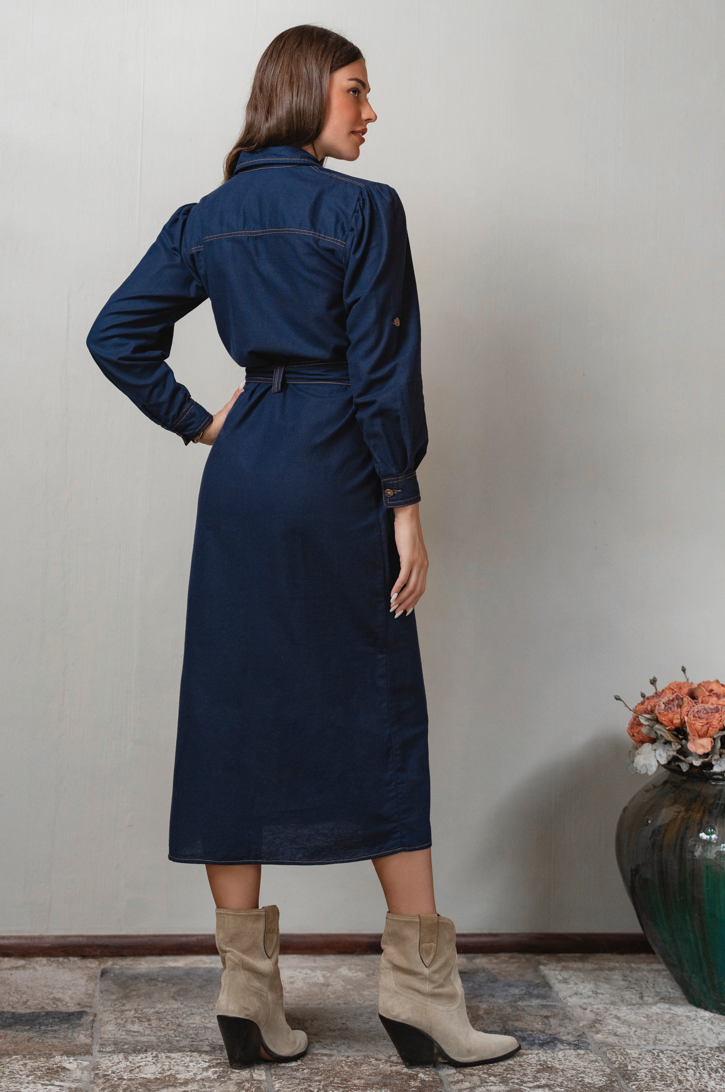 Marcelle Belted Linen Shirt Dress