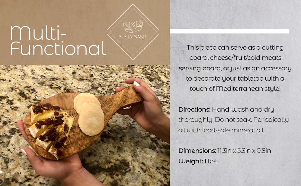 Original Olive Wood Cutting Board With Handle