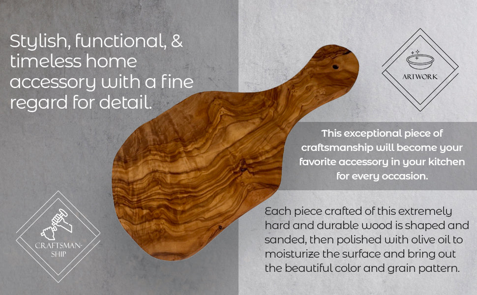 Original Olive Wood Cutting Board With Handle