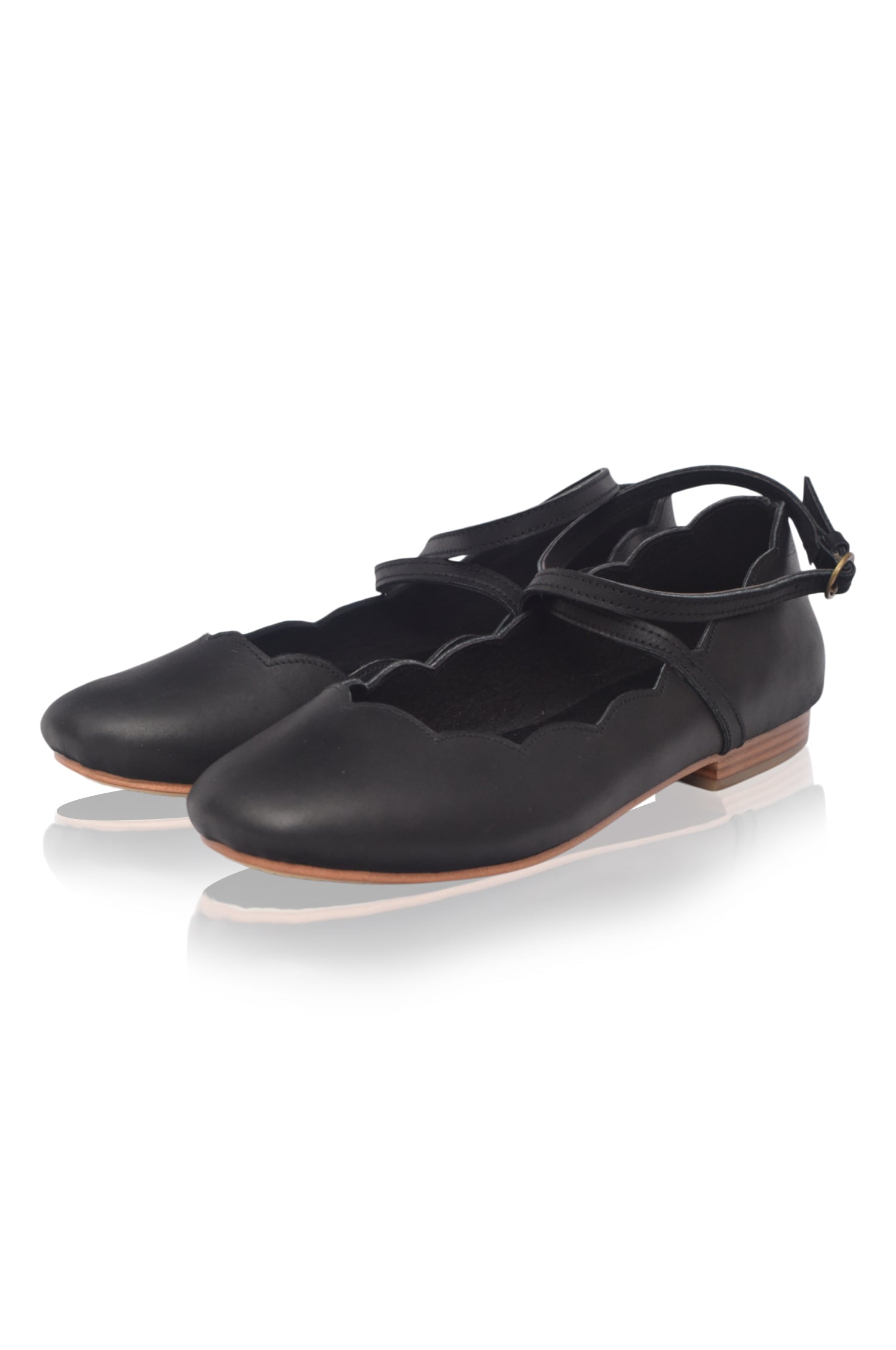 Myrelle Criss-Cross Leather Ballet Flats