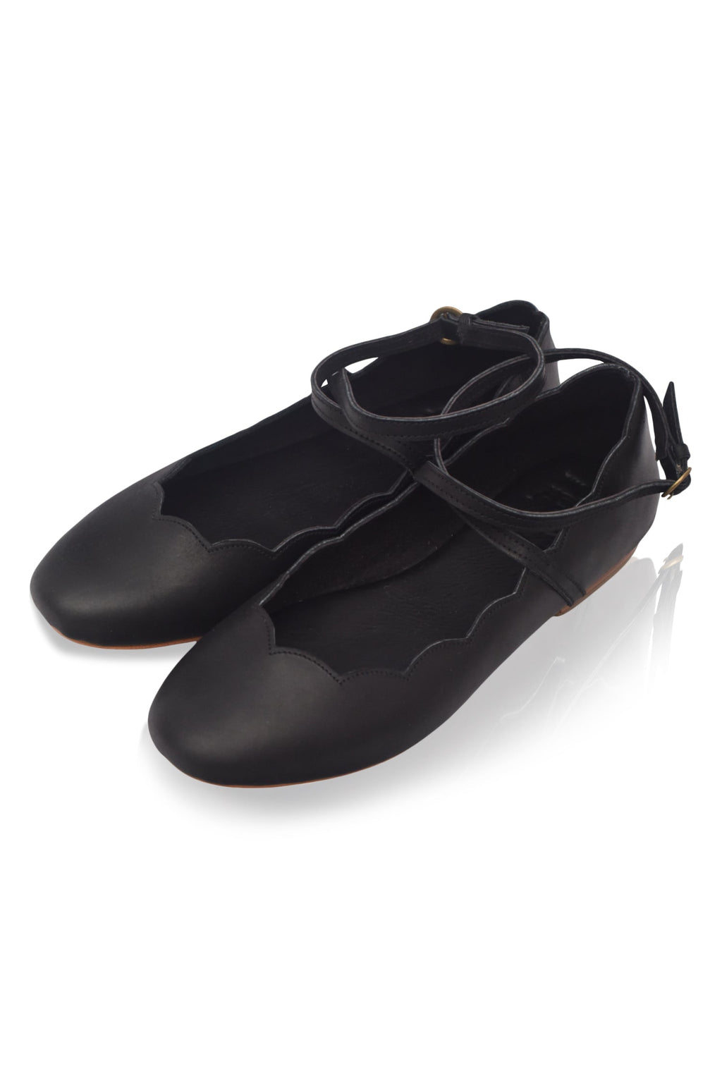 Myrelle Criss-Cross Leather Ballet Flats