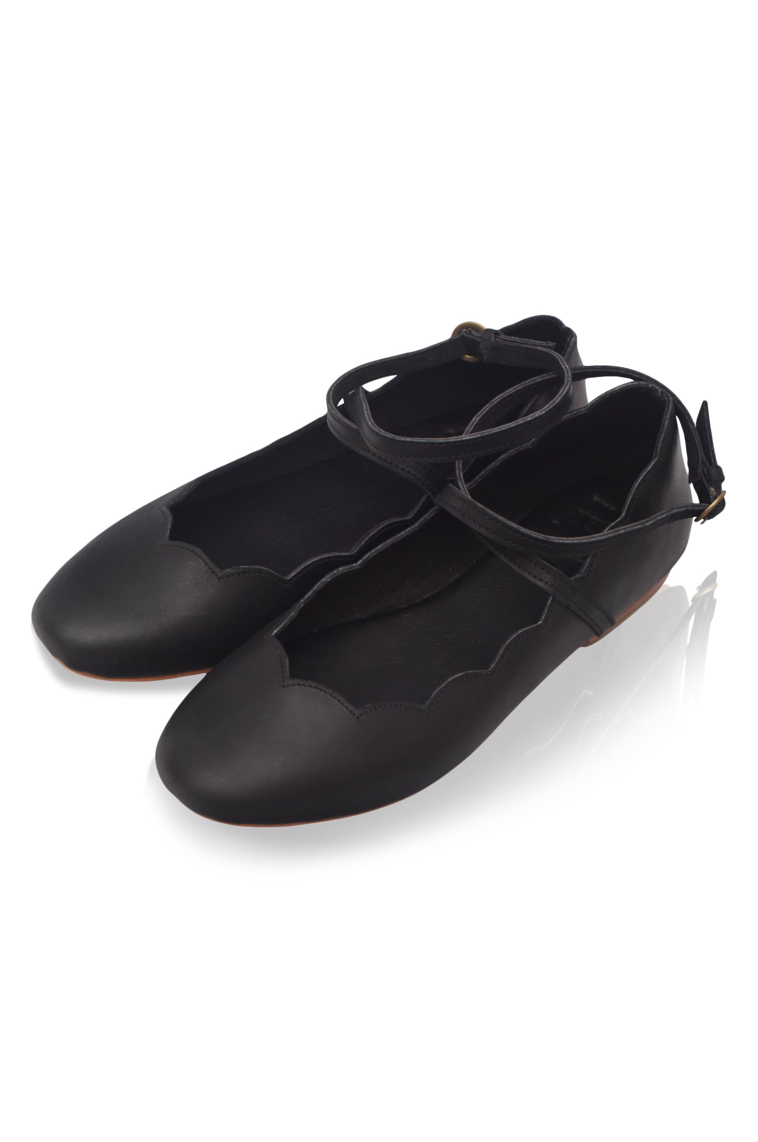 Myrelle Criss-Cross Leather Ballet Flats
