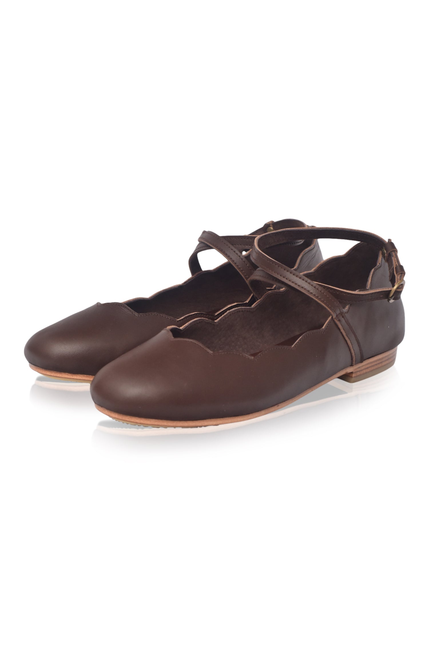 Myrelle Criss-Cross Leather Ballet Flats