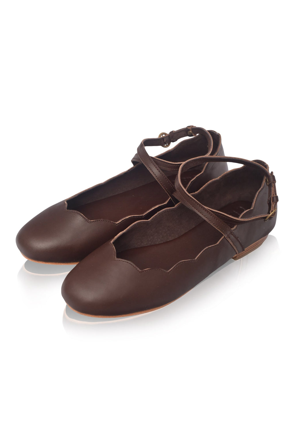 Myrelle Criss-Cross Leather Ballet Flats