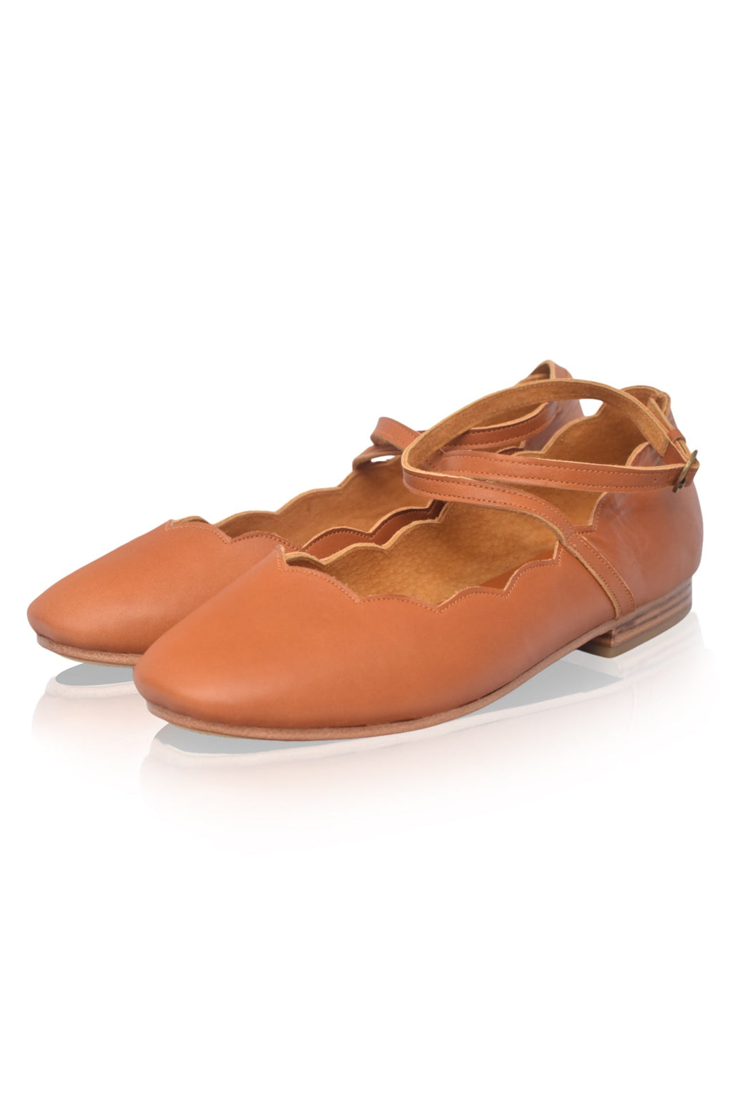 Myrelle Criss-Cross Leather Ballet Flats