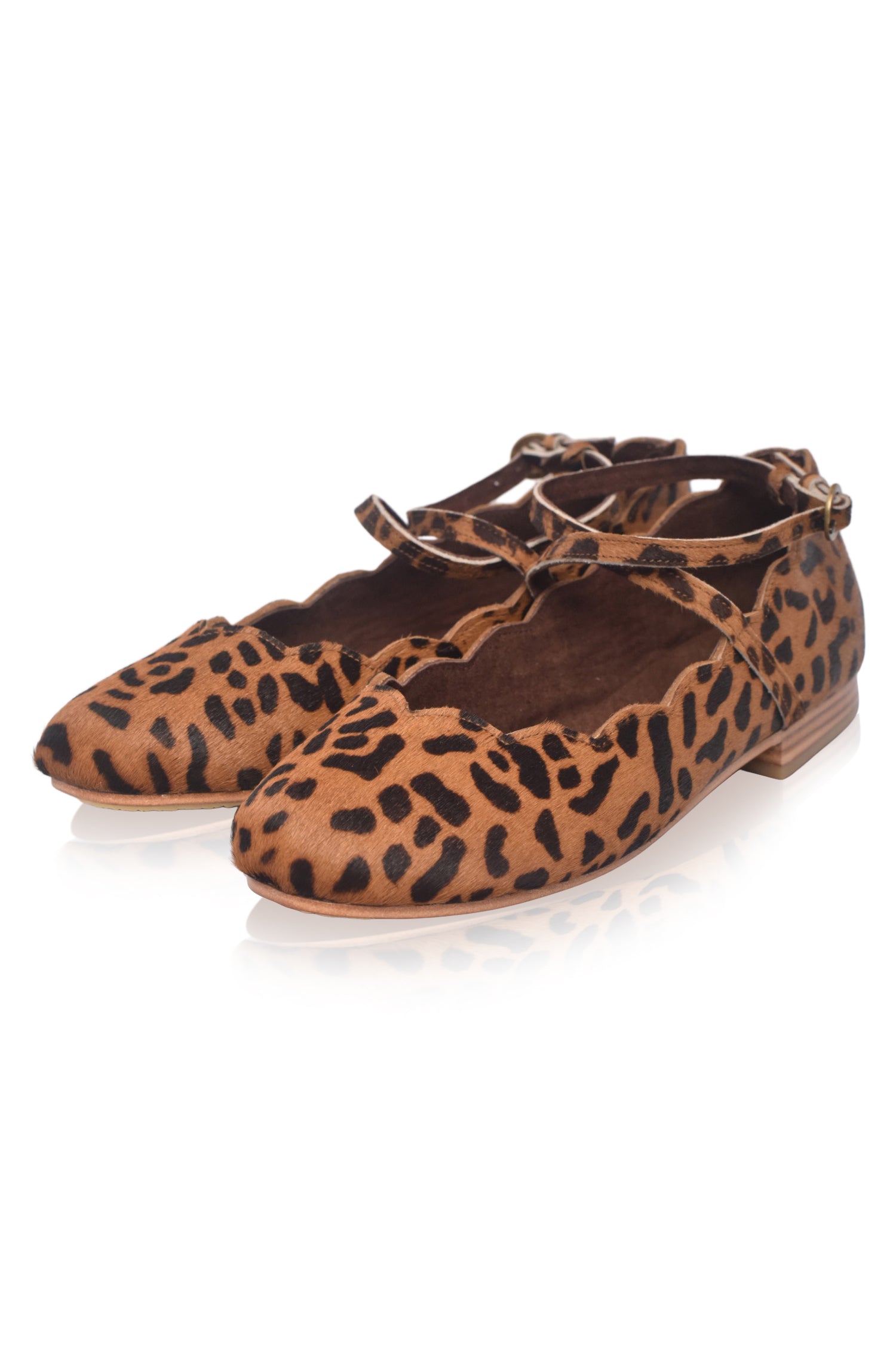 Myrelle Criss-Cross Leather Ballet Flats