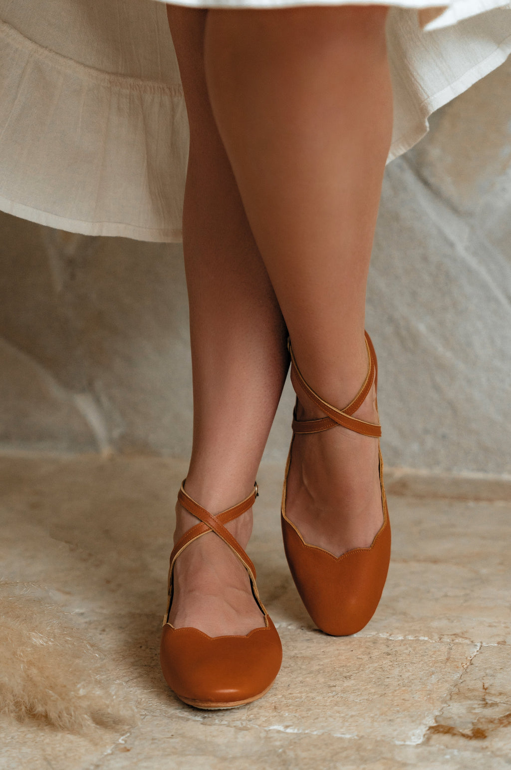 Myrelle Criss-Cross Leather Ballet Flats