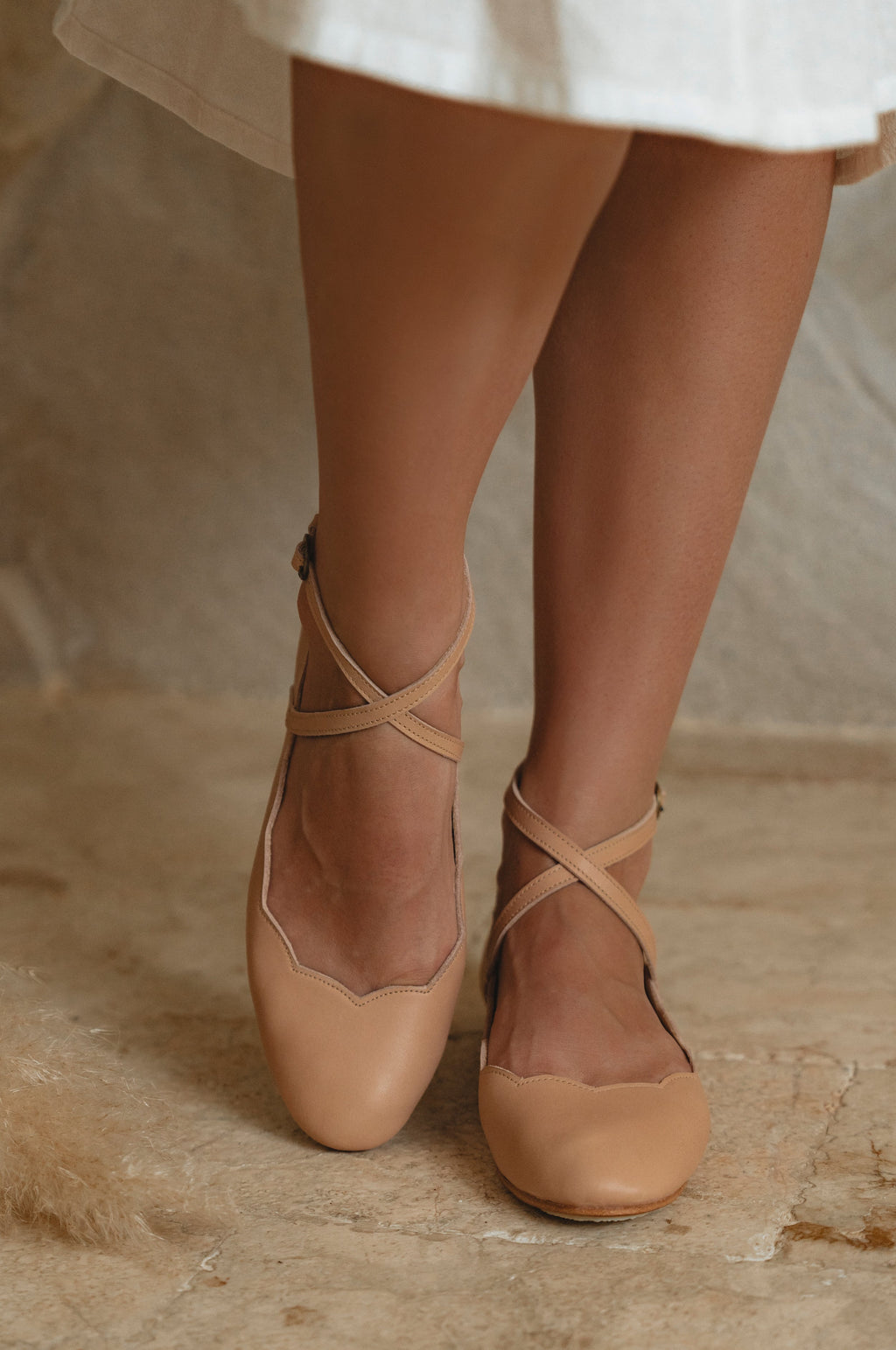 Myrelle Criss-Cross Leather Ballet Flats