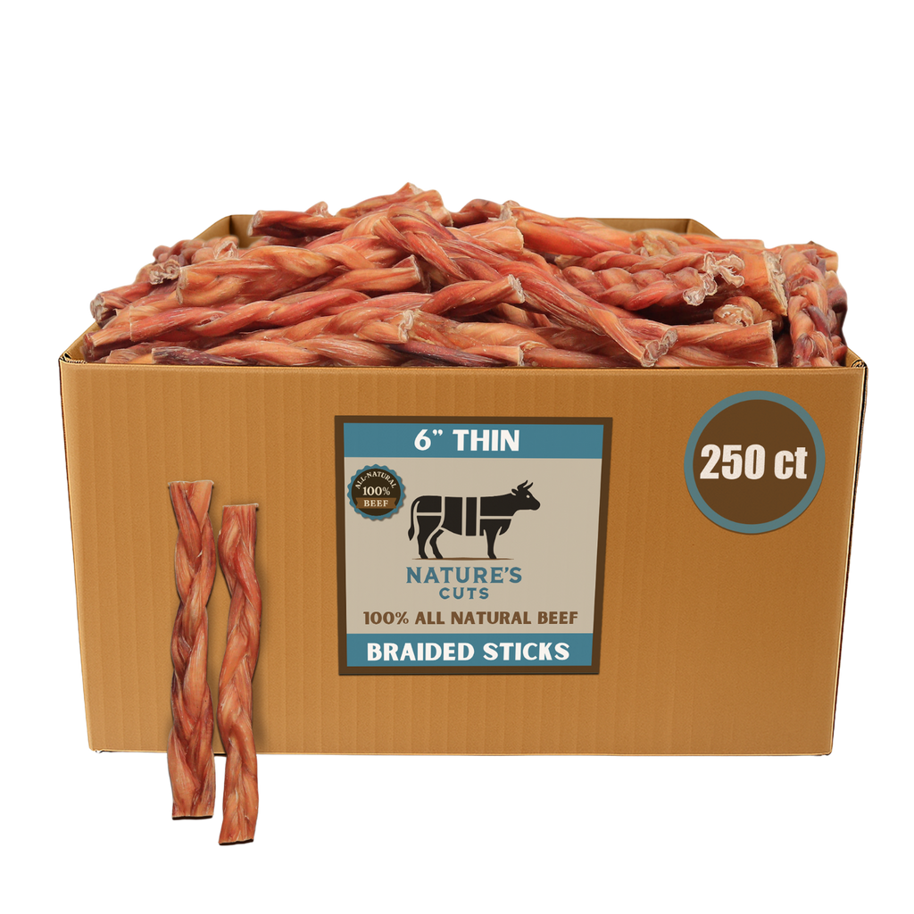 6" Thin Braided Bulk Bully Sticks by Mighty Chewz