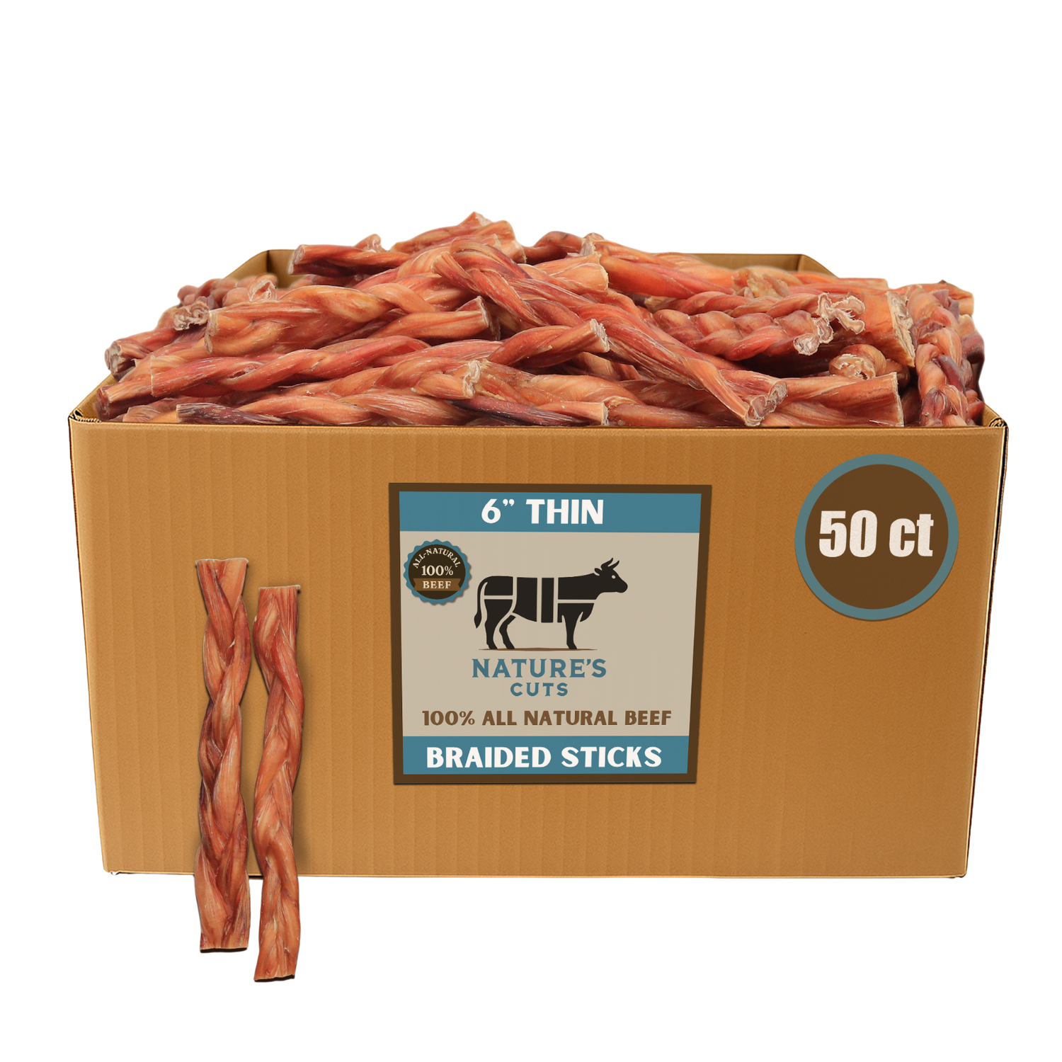 6" Thin Braided Bulk Bully Sticks by Mighty Chewz