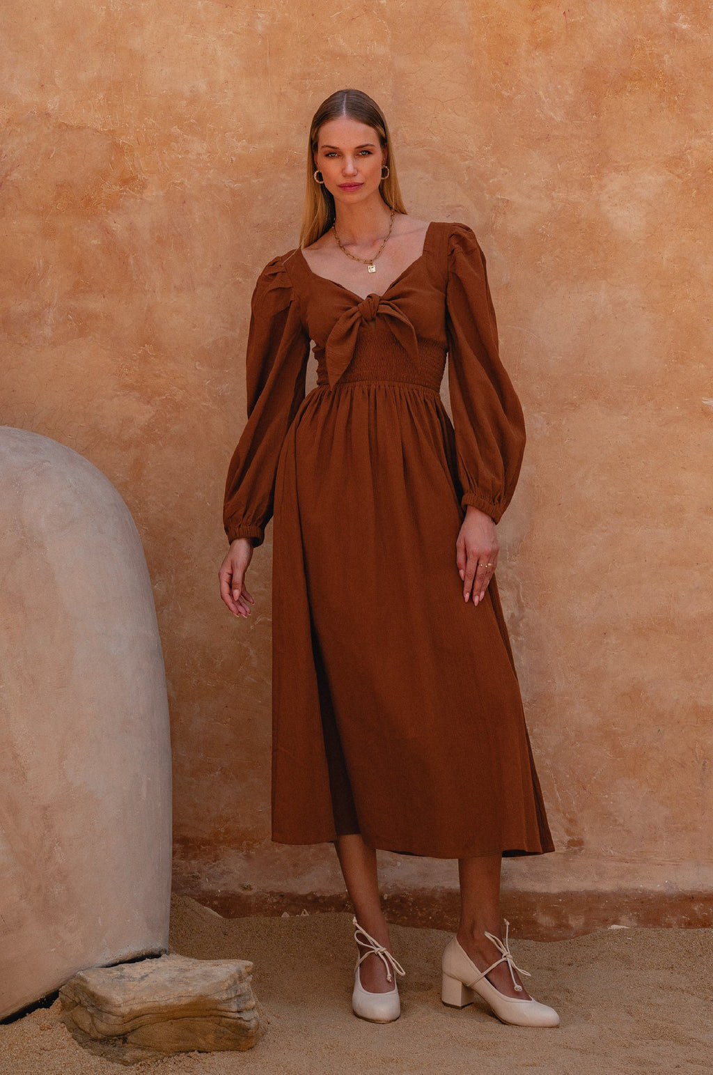 Narcisa Puff Sleeve Linen Dress