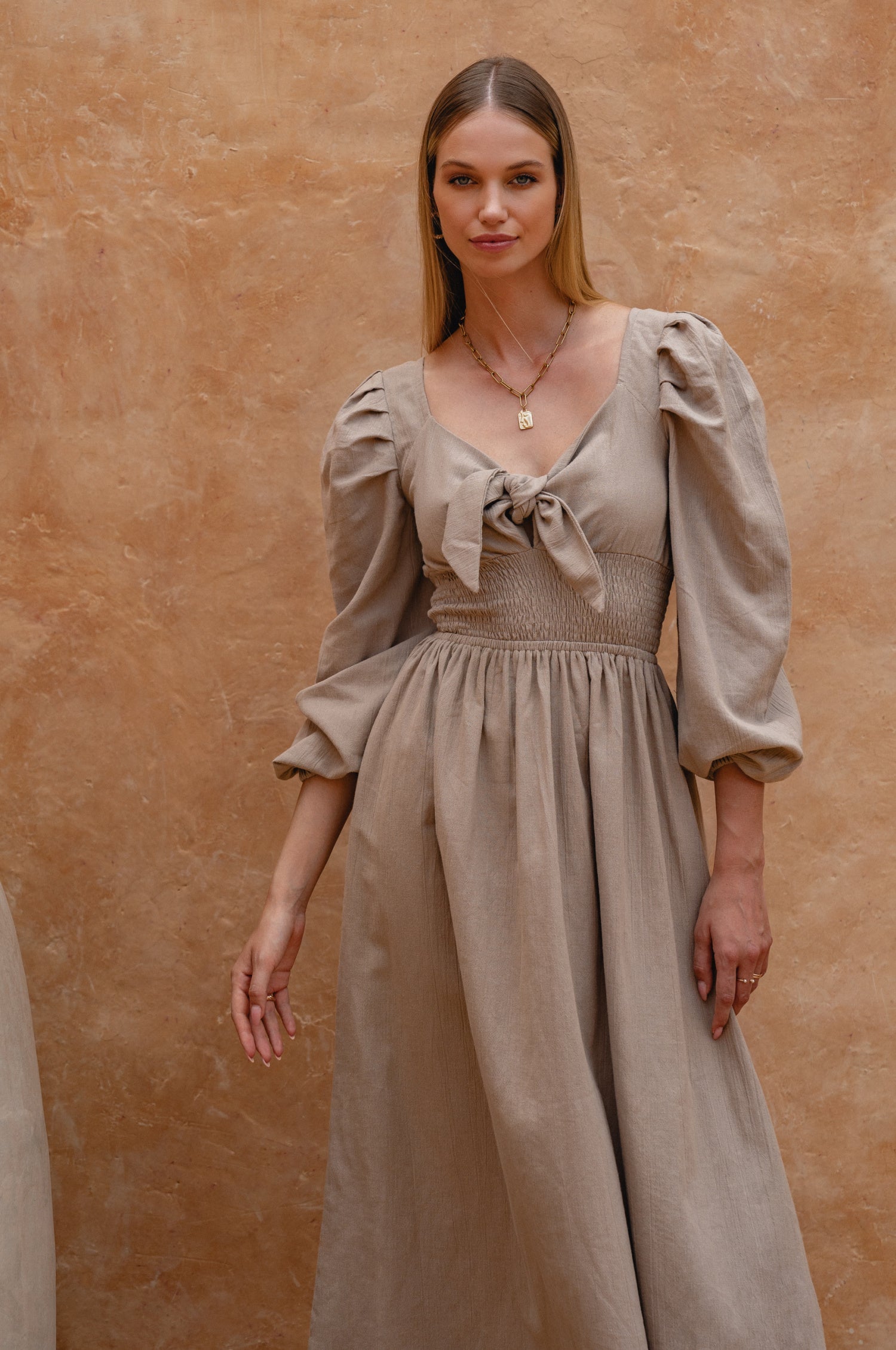 Narcisa Puff Sleeve Linen Dress