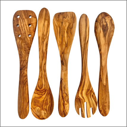 Olive Wood Kitchen Servers Set -5 Pcs