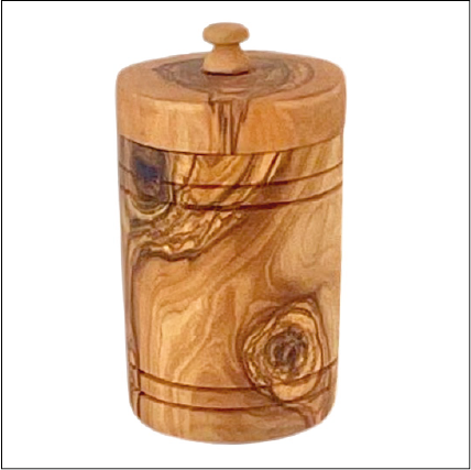 Olive Wood Spice Jar Salt Keeper W/Lid