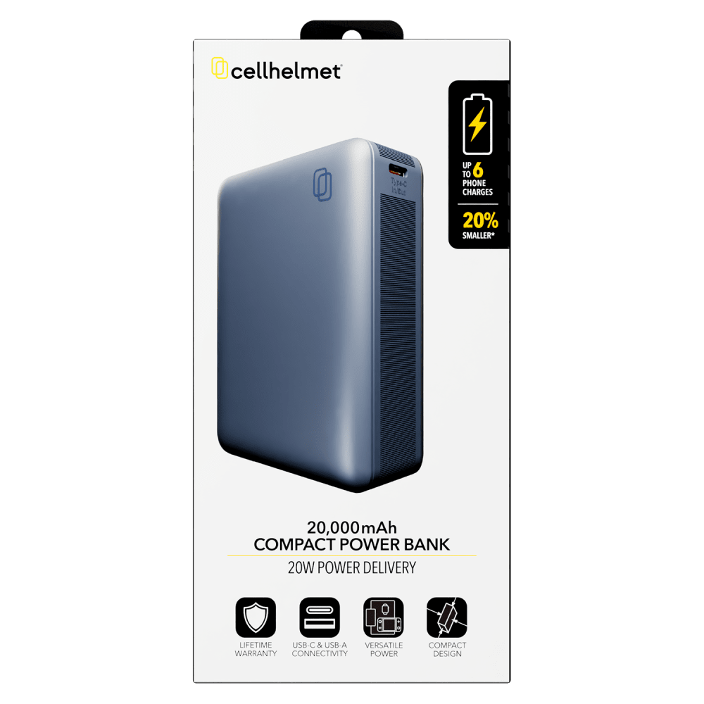 Cellhelmet USB Type C and USB Type A 22.5W Power Bank 20,000 mAh by Cellhelmet