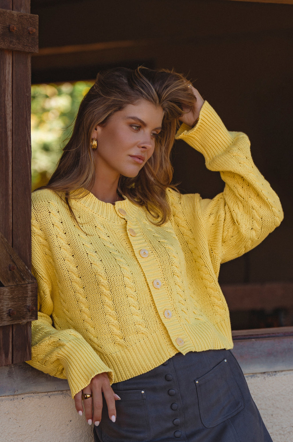 Parisse Cropped Knitted Cardigan