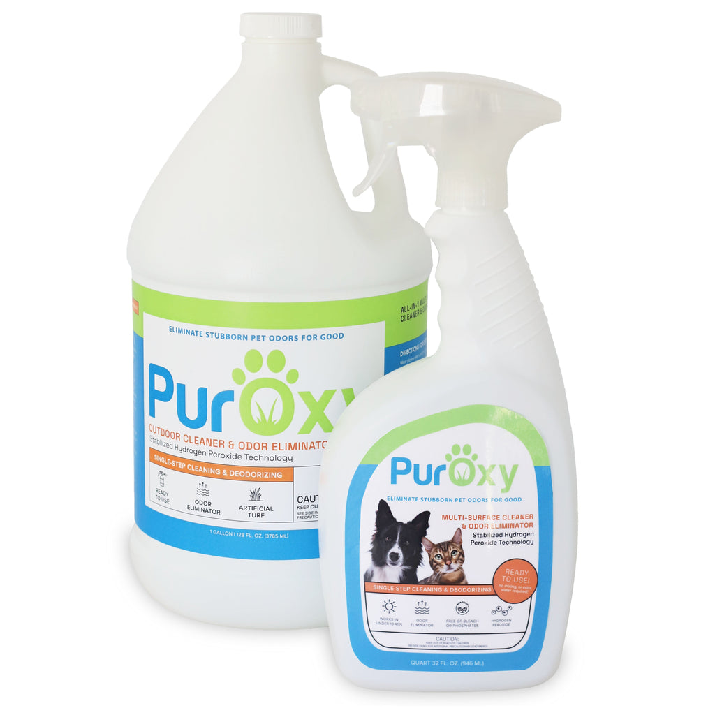 Outdoor Cleaner & Pet Odor Eliminator Bundle - 32oz Trigger Spray Bottle + 1 Gallon Refill by PurOxy