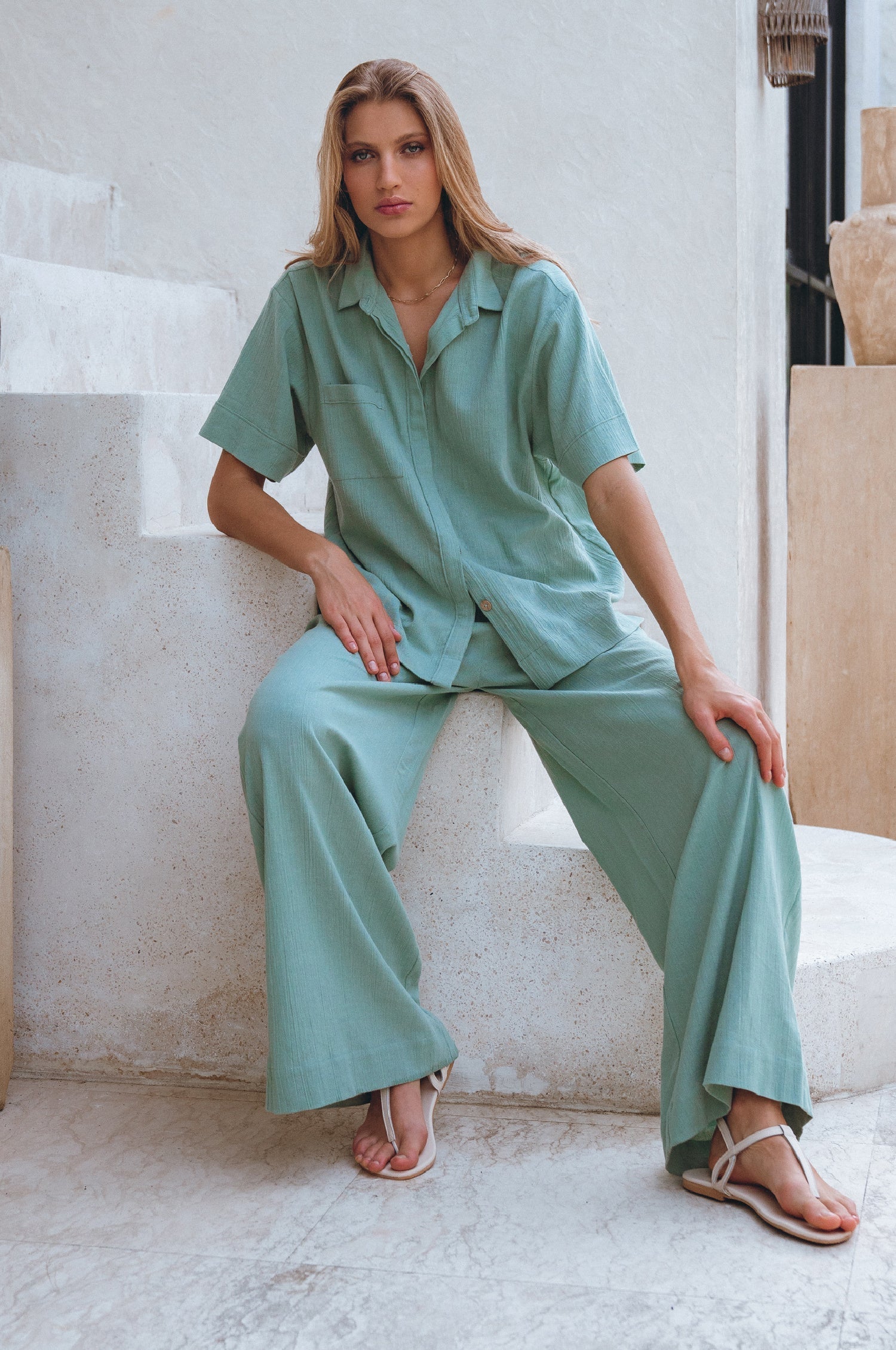 Raya Wide Leg Linen Pants