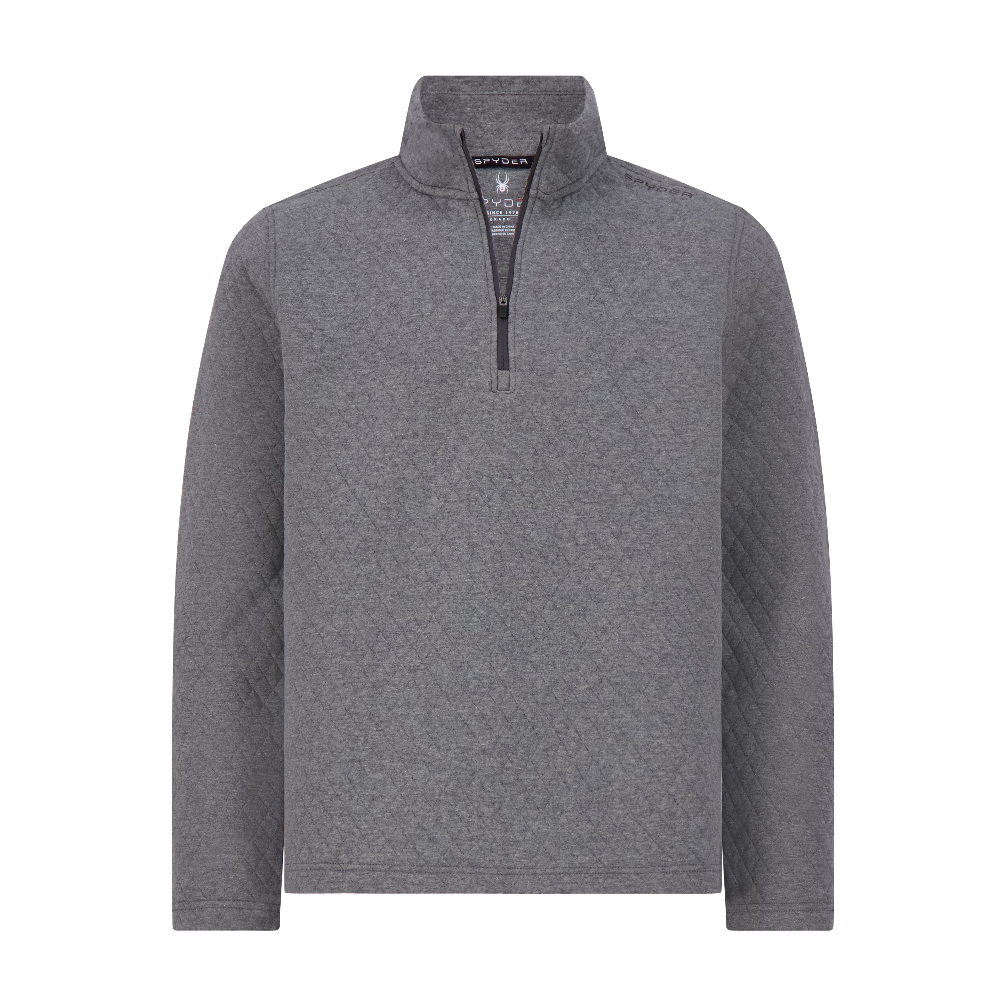 Mens Diamond Quilt Quarter Zip - Grey by Spyder