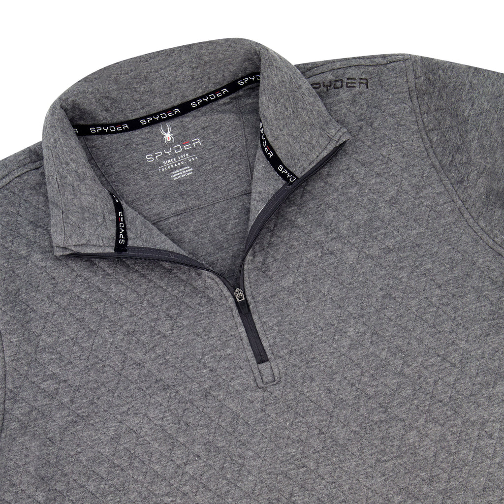 Mens Diamond Quilt Quarter Zip - Grey by Spyder