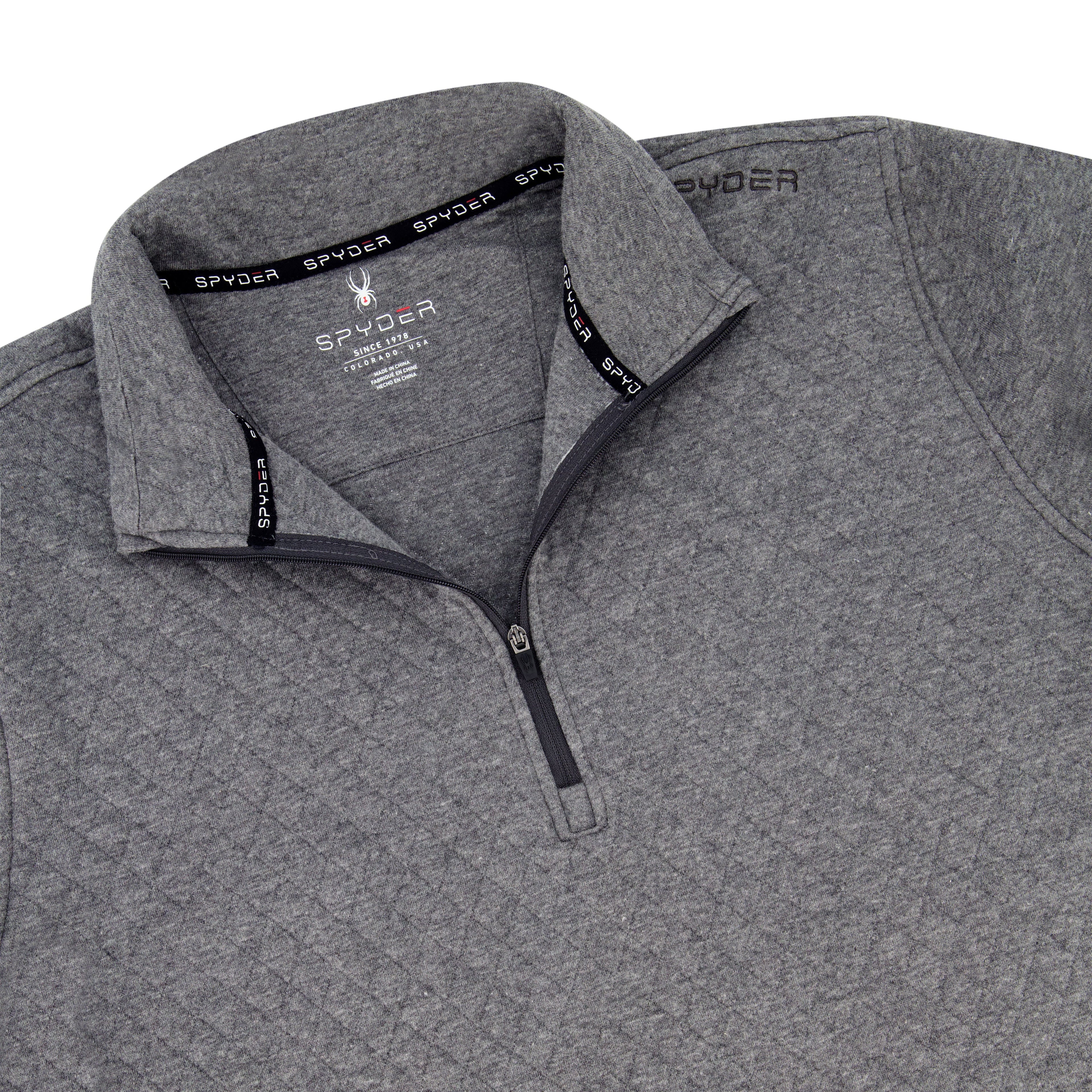 Mens Diamond Quilt Quarter Zip - Grey by Spyder