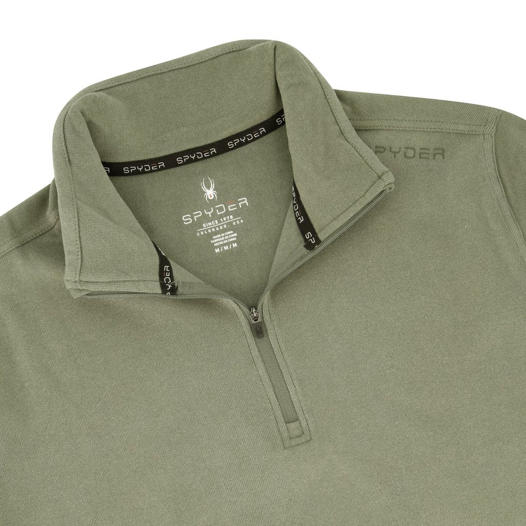 Mens Brushed Vertical Stripe Quarter Zip - Brown by Spyder