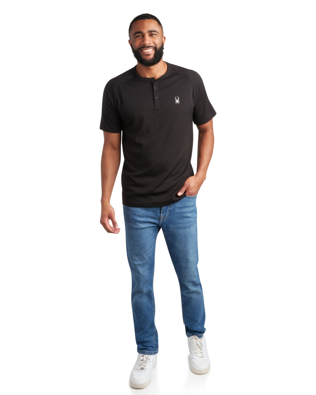 Mens Short Sleeve Henley - Black by Spyder