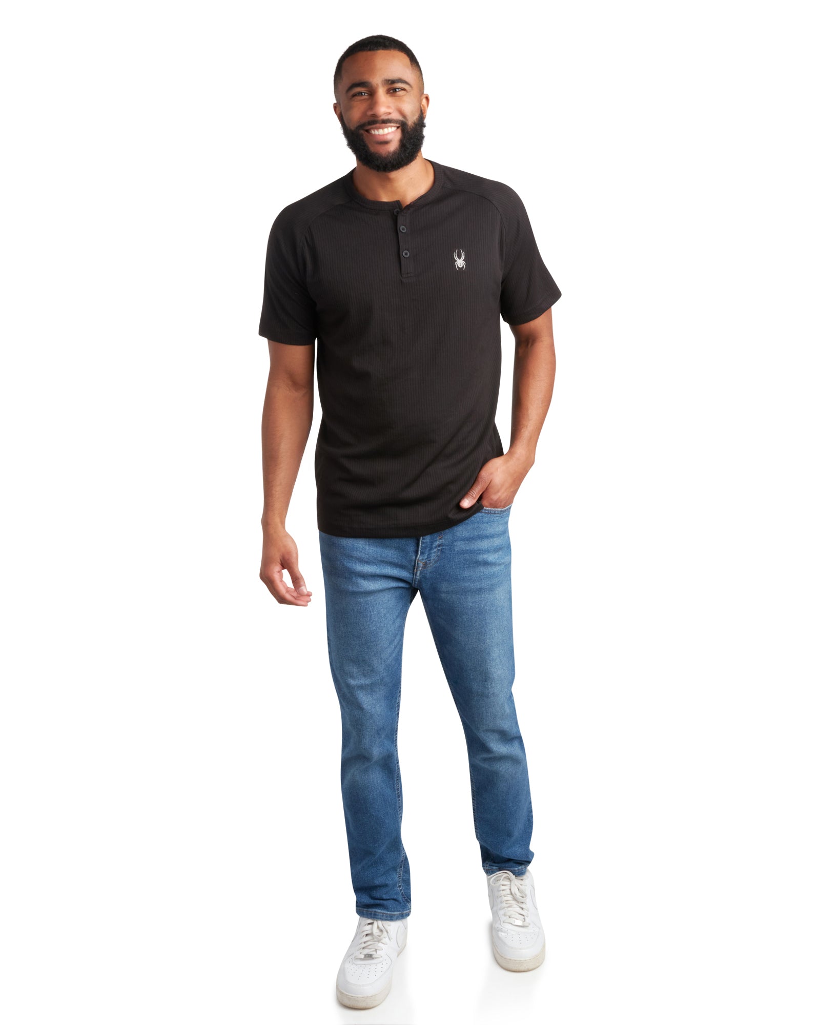 Mens Short Sleeve Henley - Black by Spyder