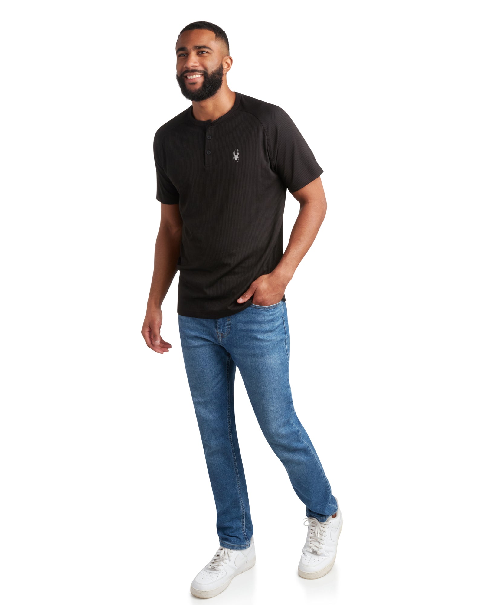 Mens Short Sleeve Henley - Black by Spyder