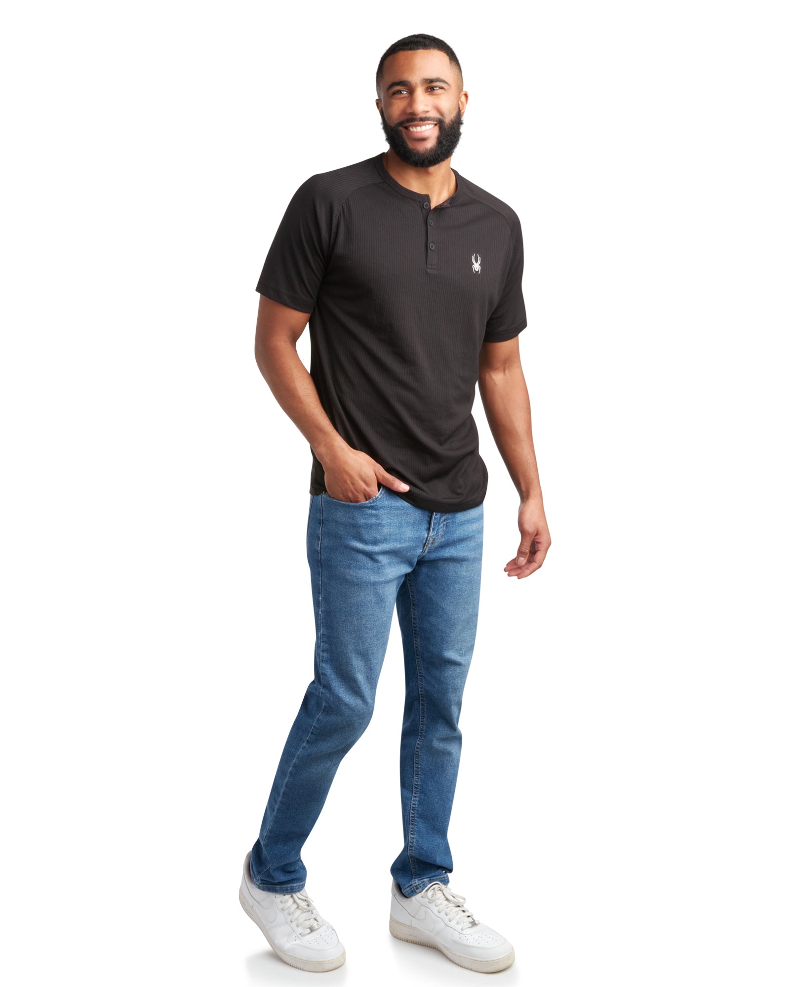 Mens Short Sleeve Henley - Black by Spyder
