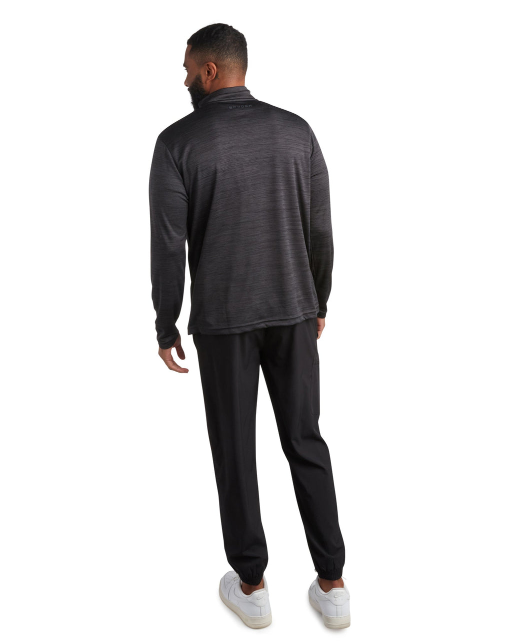 Mens Long Sleeve Honeycomb Quarter Zip - Heather Black by Spyder