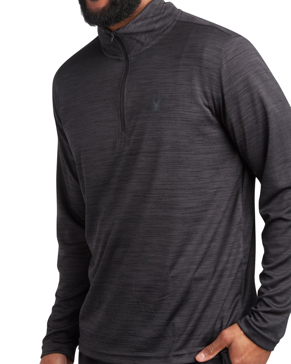 Mens Long Sleeve Honeycomb Quarter Zip - Heather Black by Spyder