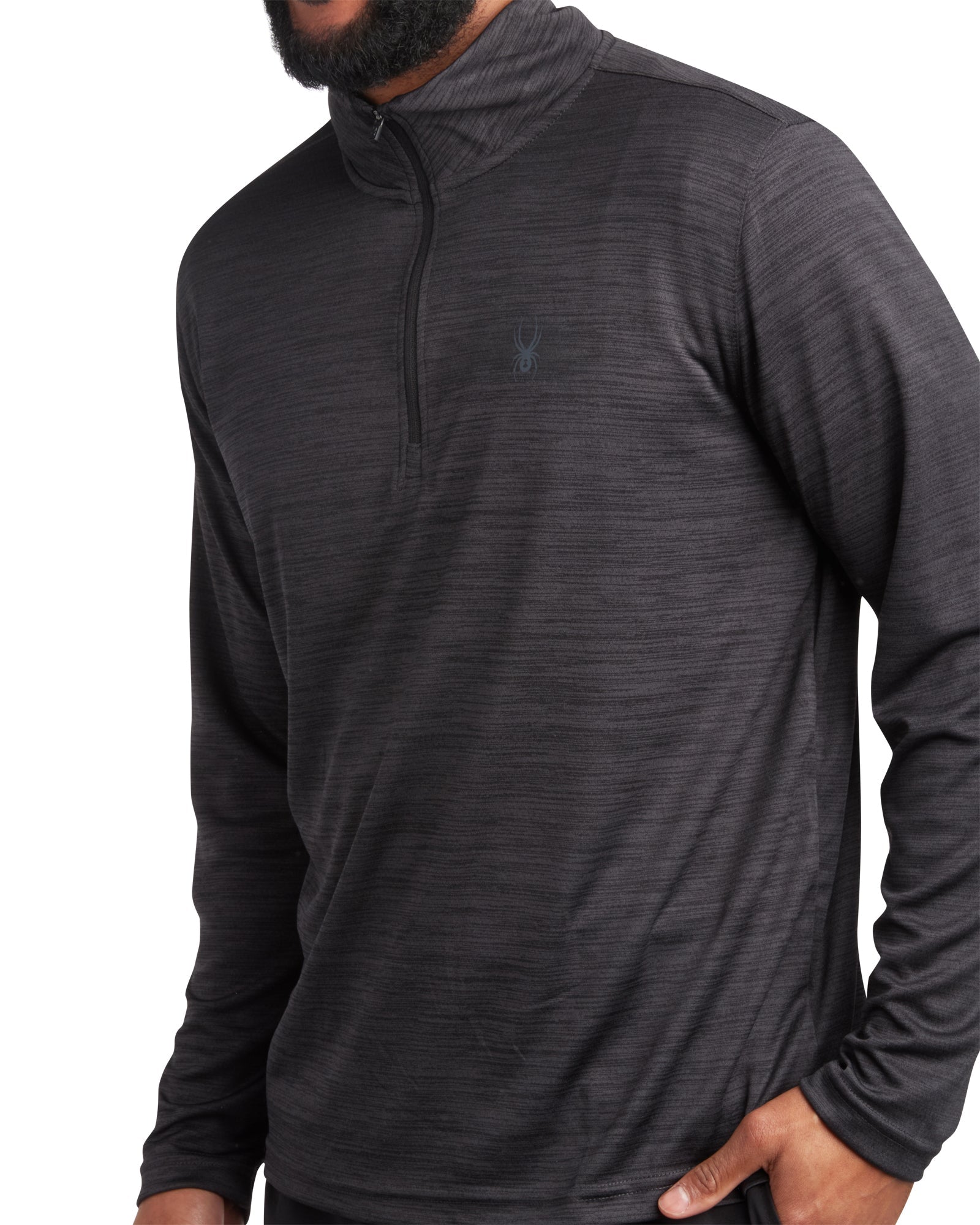 Mens Long Sleeve Honeycomb Quarter Zip - Heather Black by Spyder