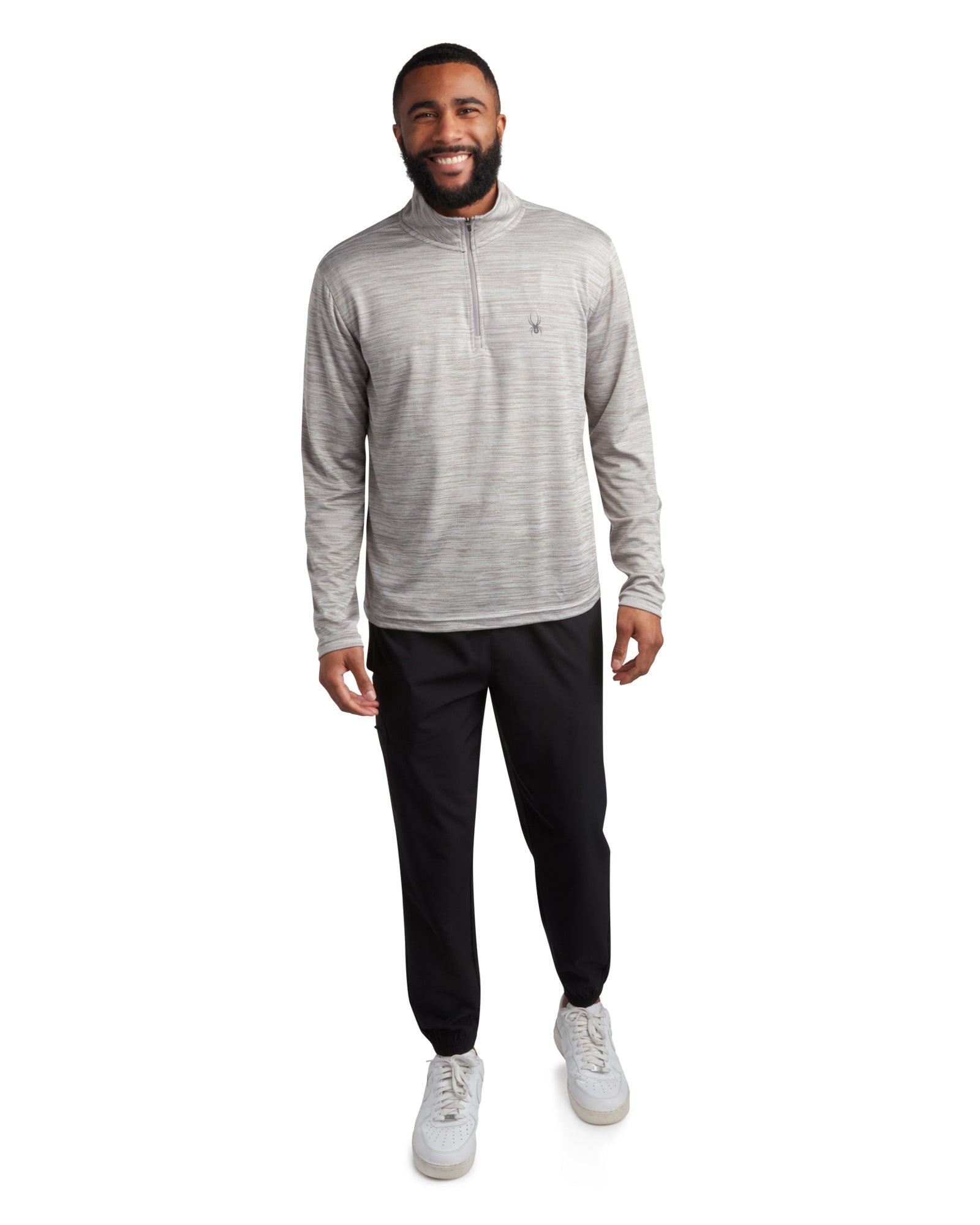 Mens Long Sleeve Honeycomb Quarter Zip - Heather Grey by Spyder