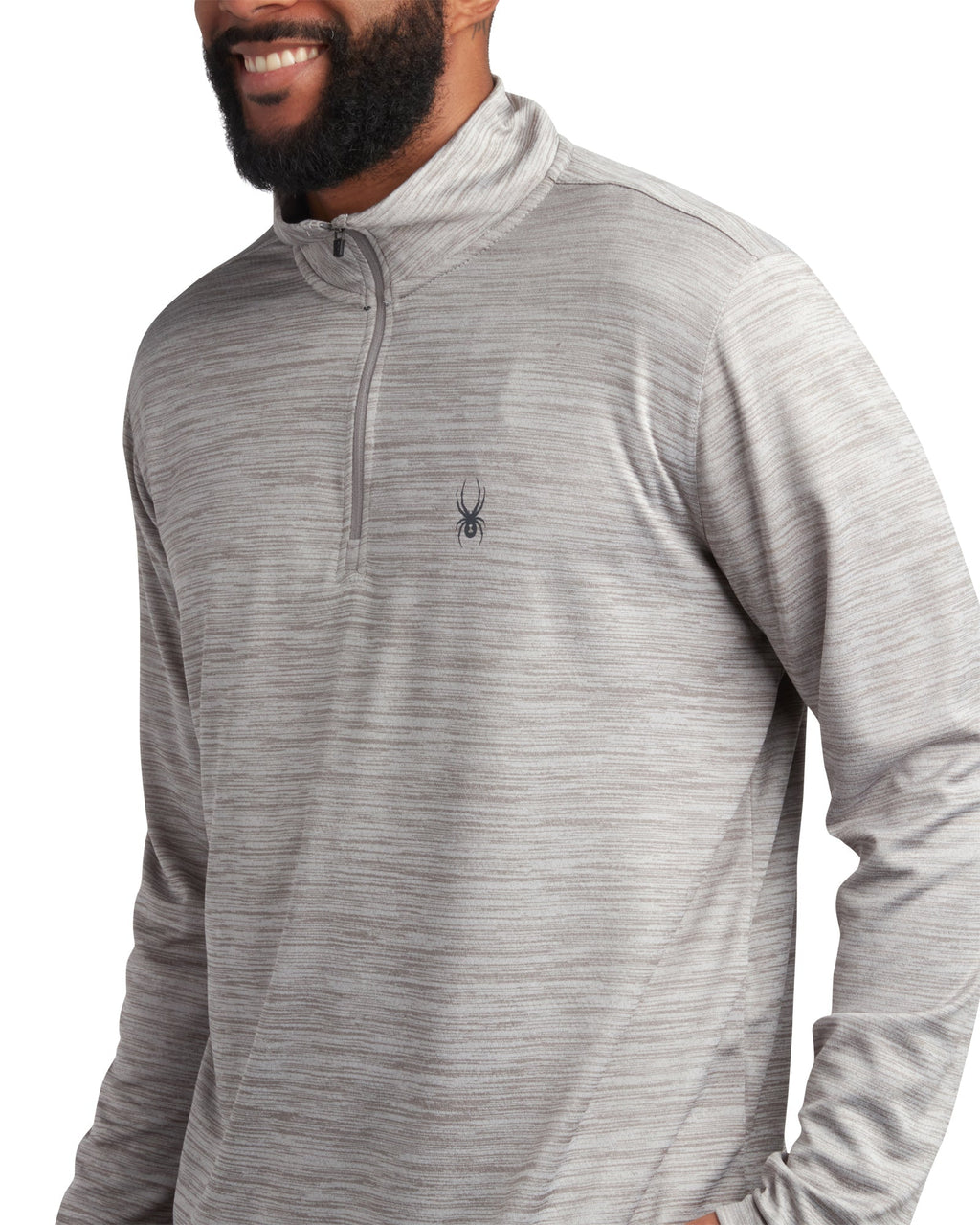 Mens Long Sleeve Honeycomb Quarter Zip - Heather Grey by Spyder