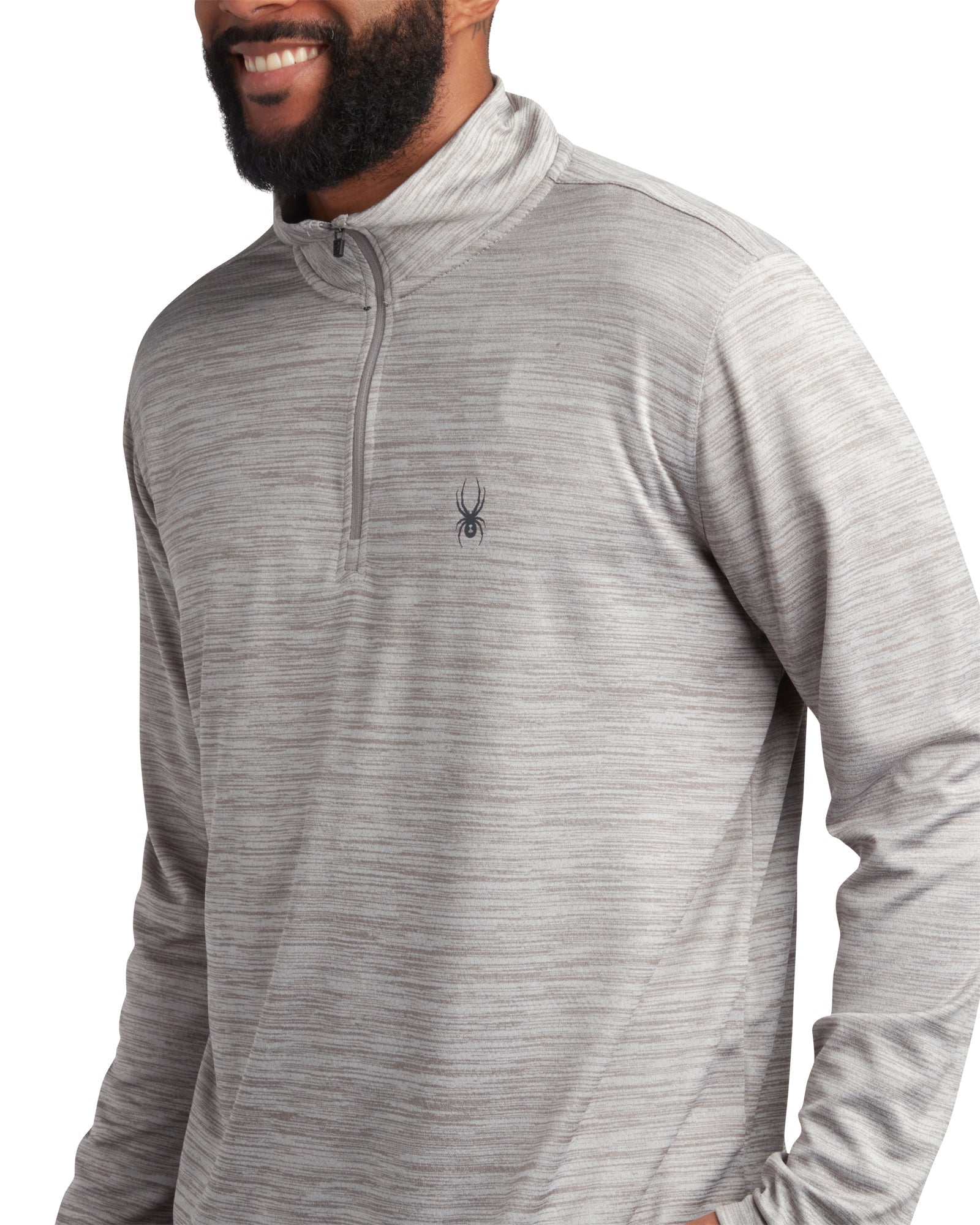 Mens Long Sleeve Honeycomb Quarter Zip - Heather Grey by Spyder